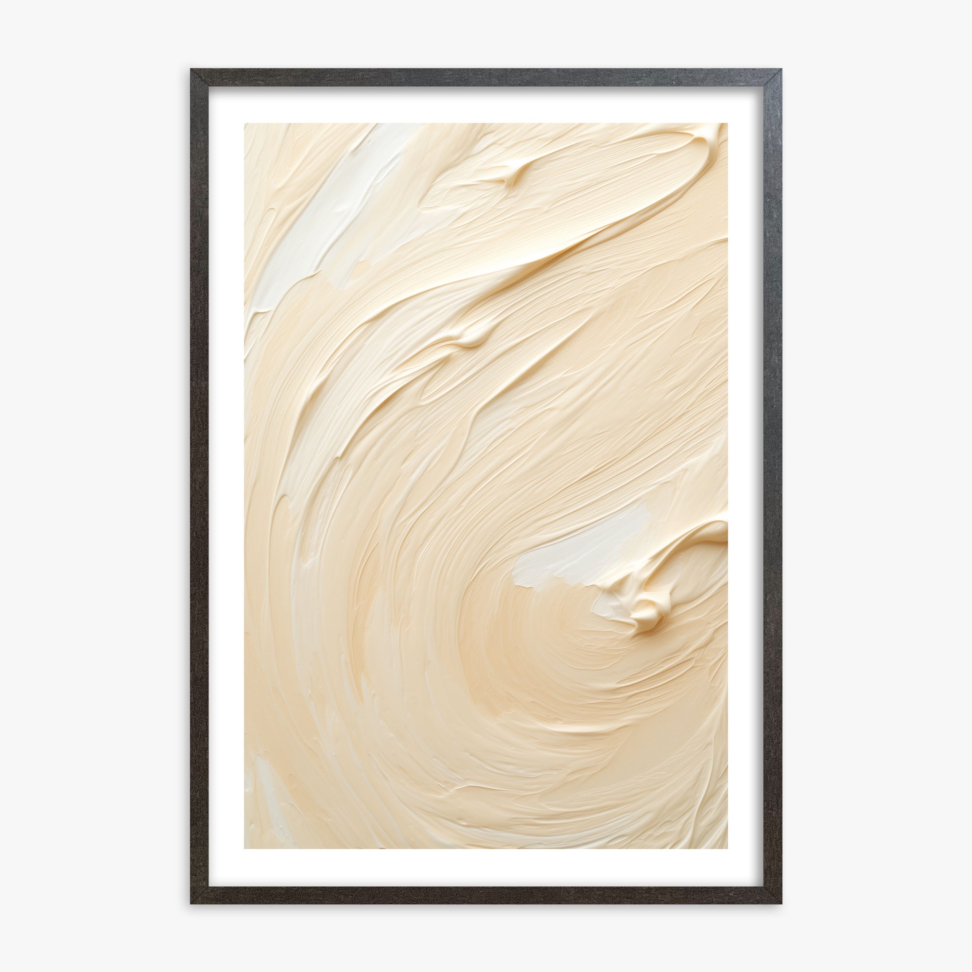 Vanilla Swirl Serenity, 70x100cm Framed Art Reproduction With Espresso Frame