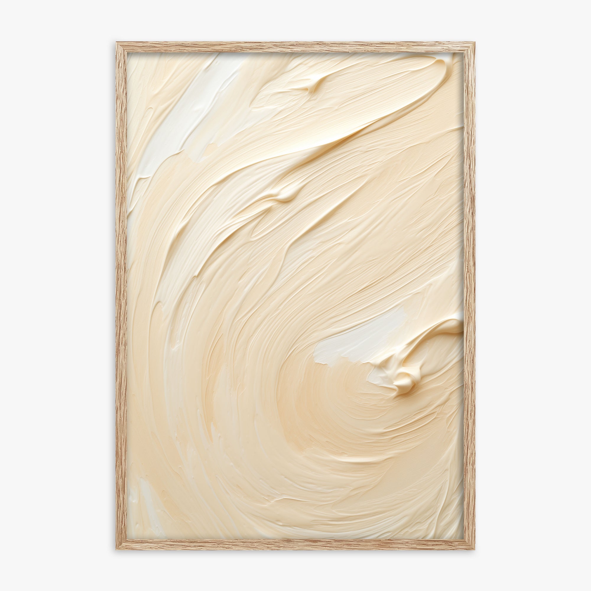 Vanilla Swirl Serenity, 70x100cm Framed Art Reproduction With Raw Oak Frame
