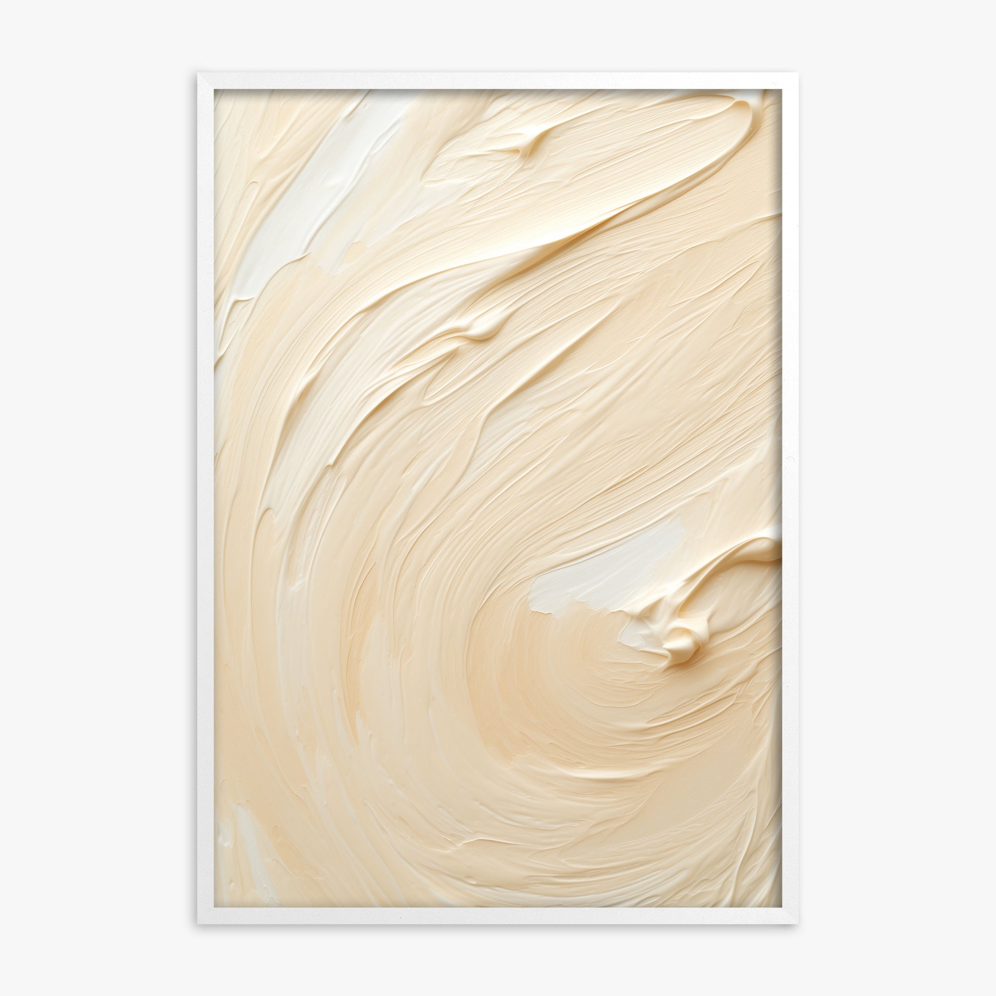 Vanilla Swirl Serenity, White Framed Poster With White Frame