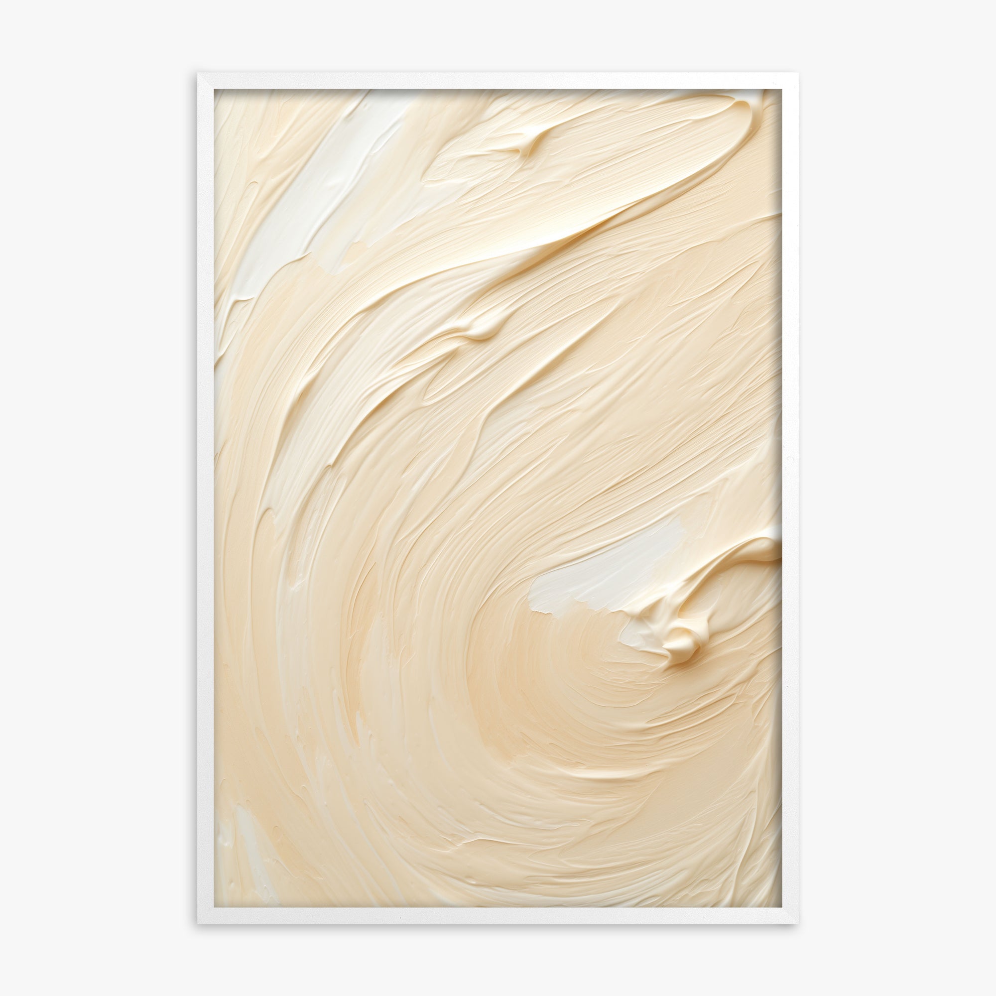 Vanilla Swirl Serenity, White Framed Poster With White Frame