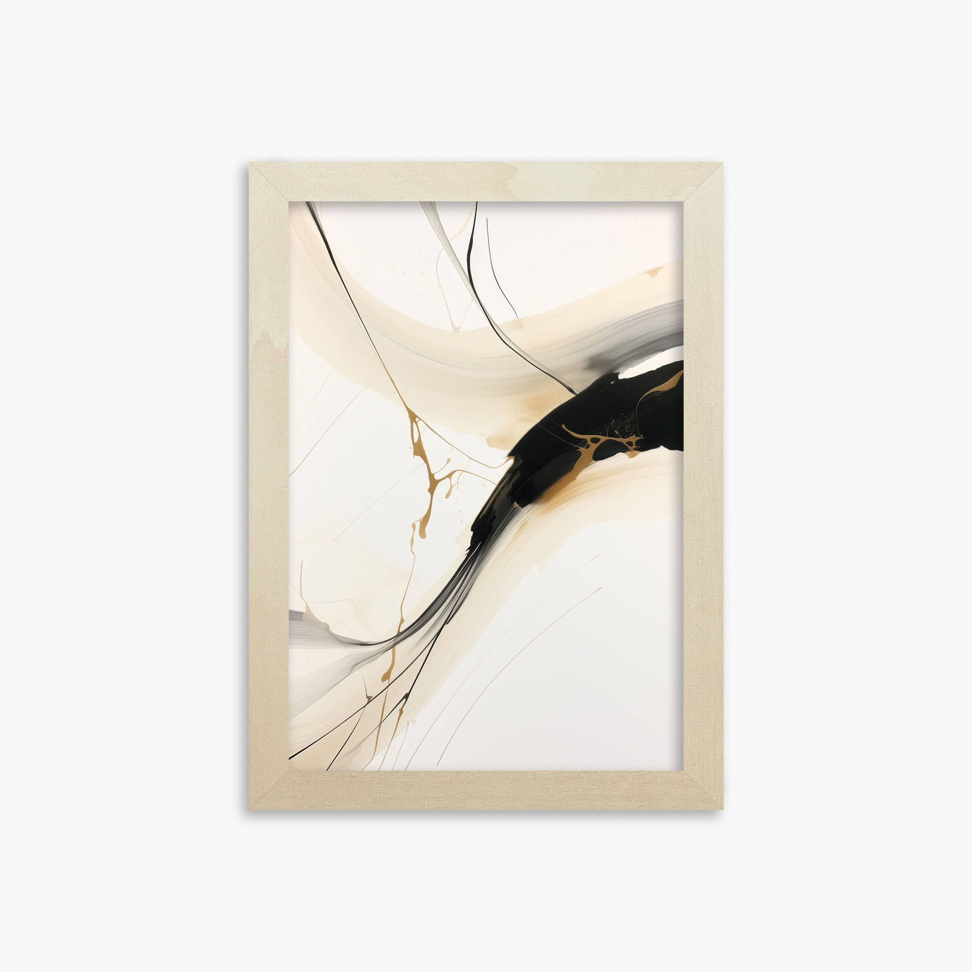 Inked Cascade, 21x30cm Framed Poster With Lime Wood Frame