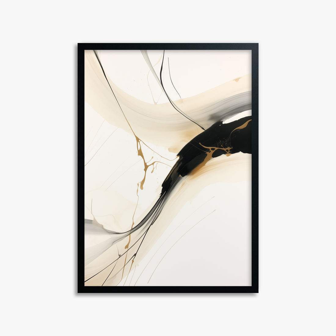 Inked Cascade, 50x70cm Framed Poster With Black Frame