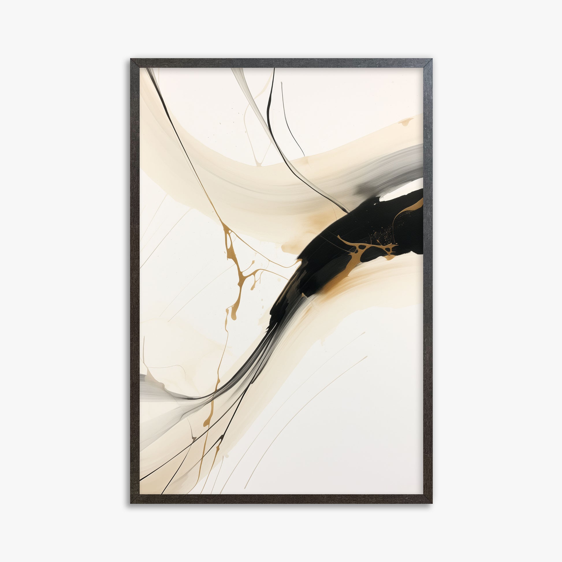 Inked Cascade, 61x91cm Framed Poster With Espresso Frame