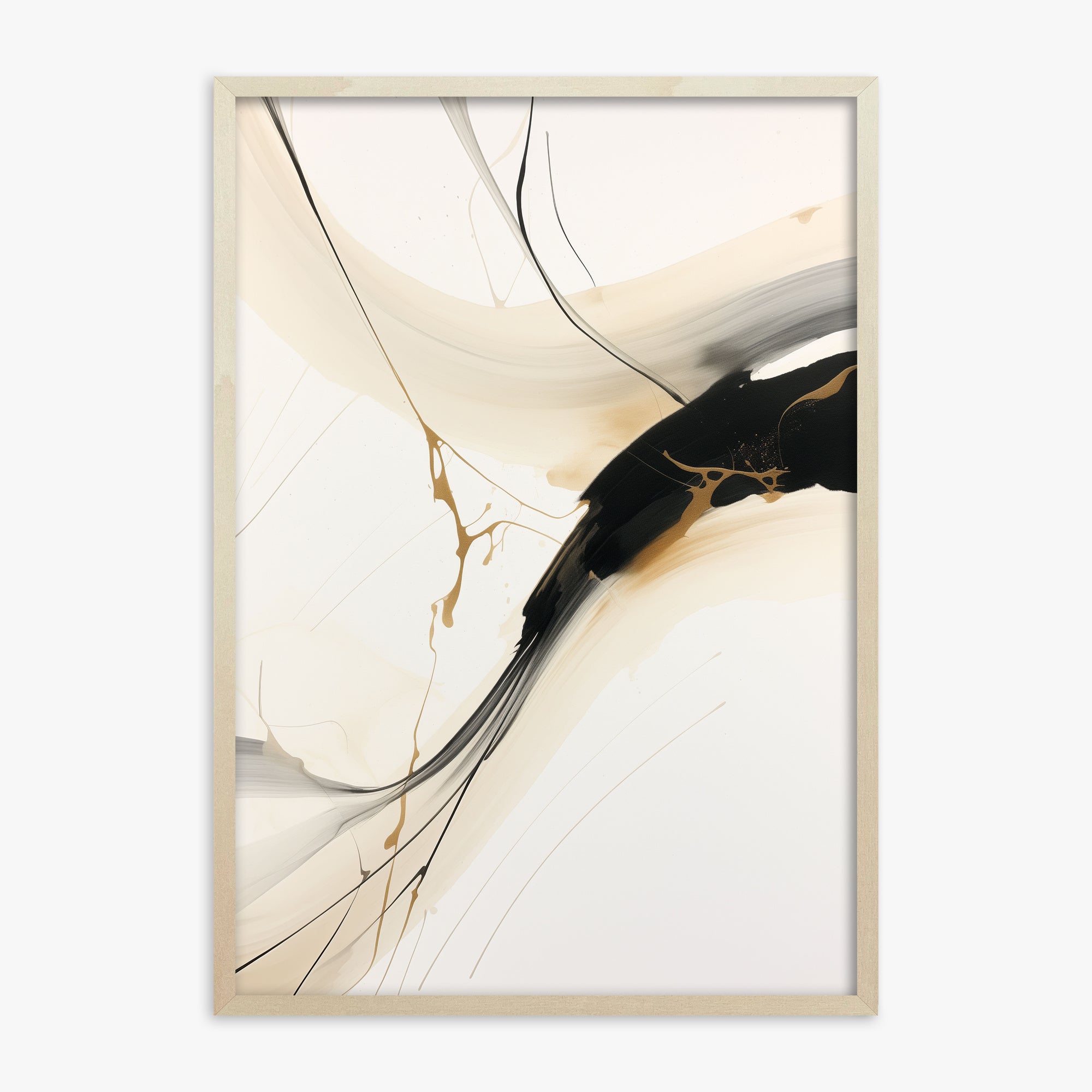 Inked Cascade, 70x100cm Framed Poster With Lime Wood Frame