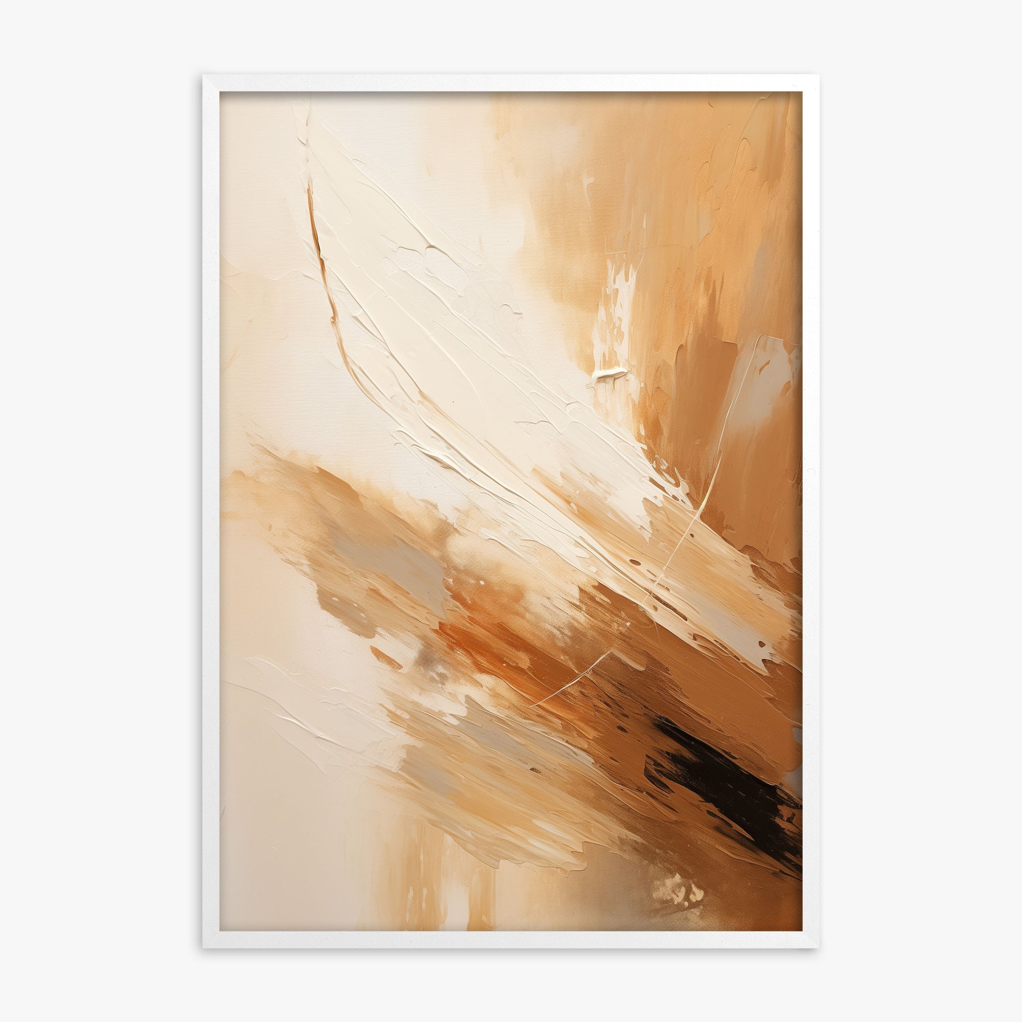 Desert Wind Abstract, White Framed Poster With White Frame