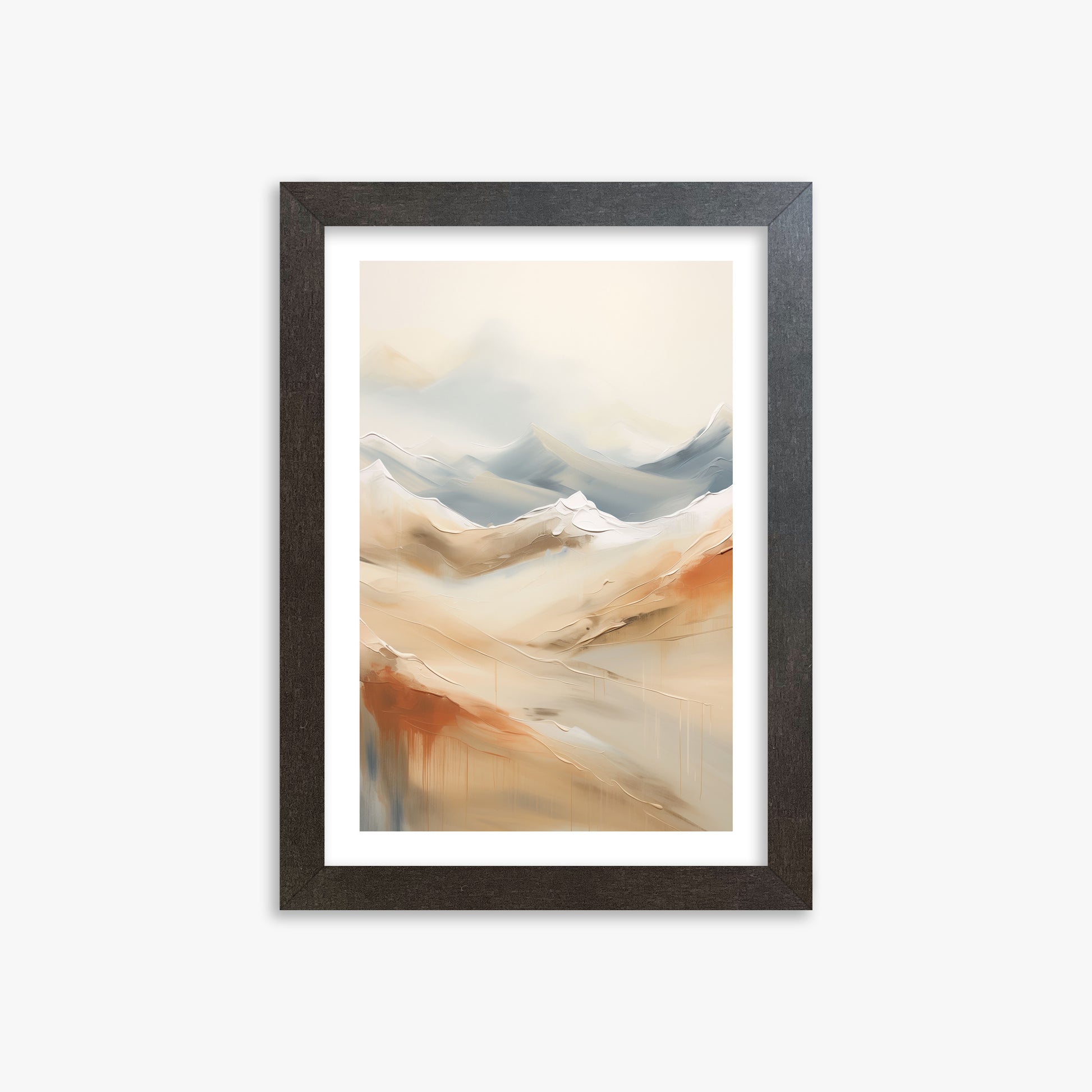 Serene Summit Haze, 21x30cm Framed Art Reproduction With Espresso Frame