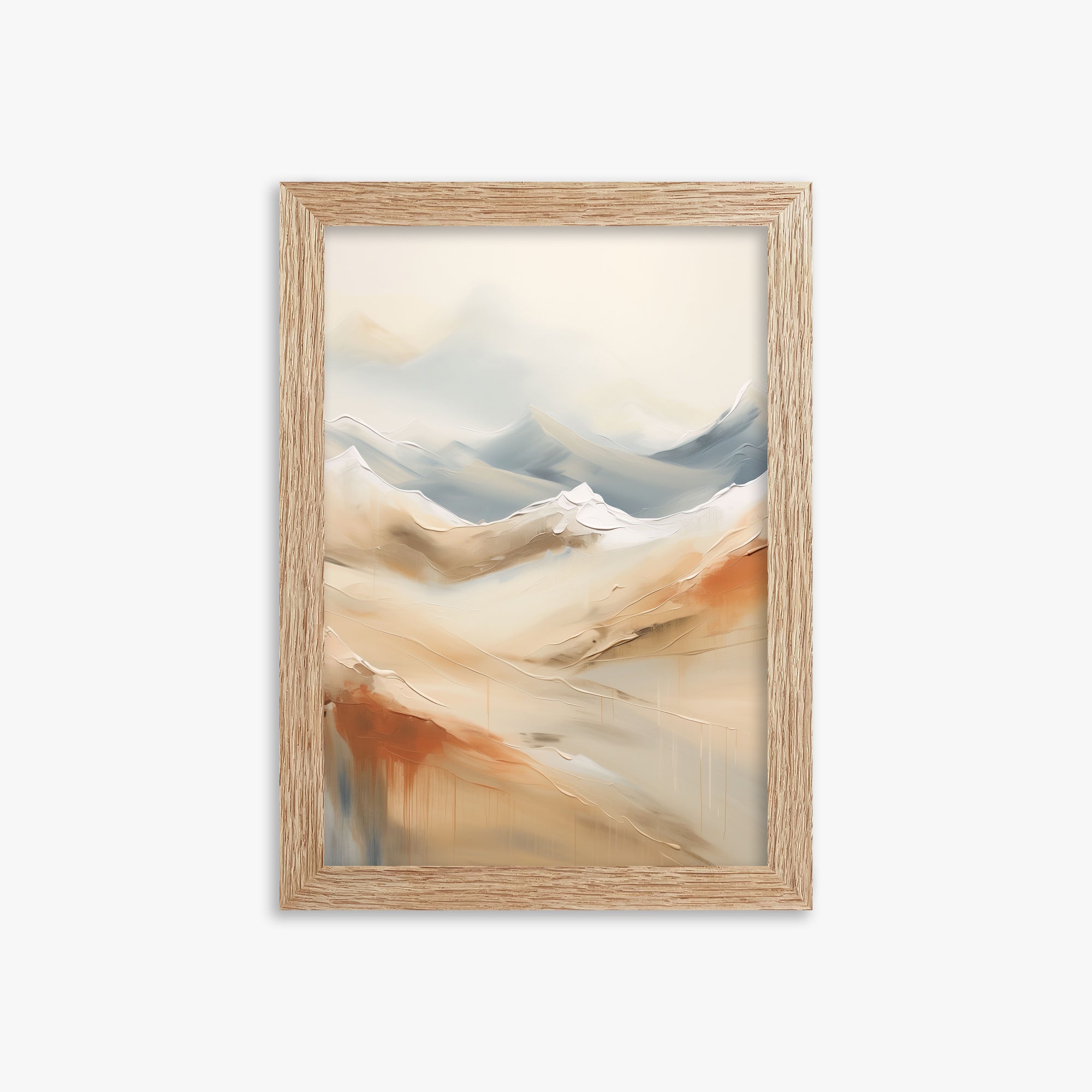 Serene Summit Haze, 21x30cm Framed Art Reproduction With Raw Oak Frame