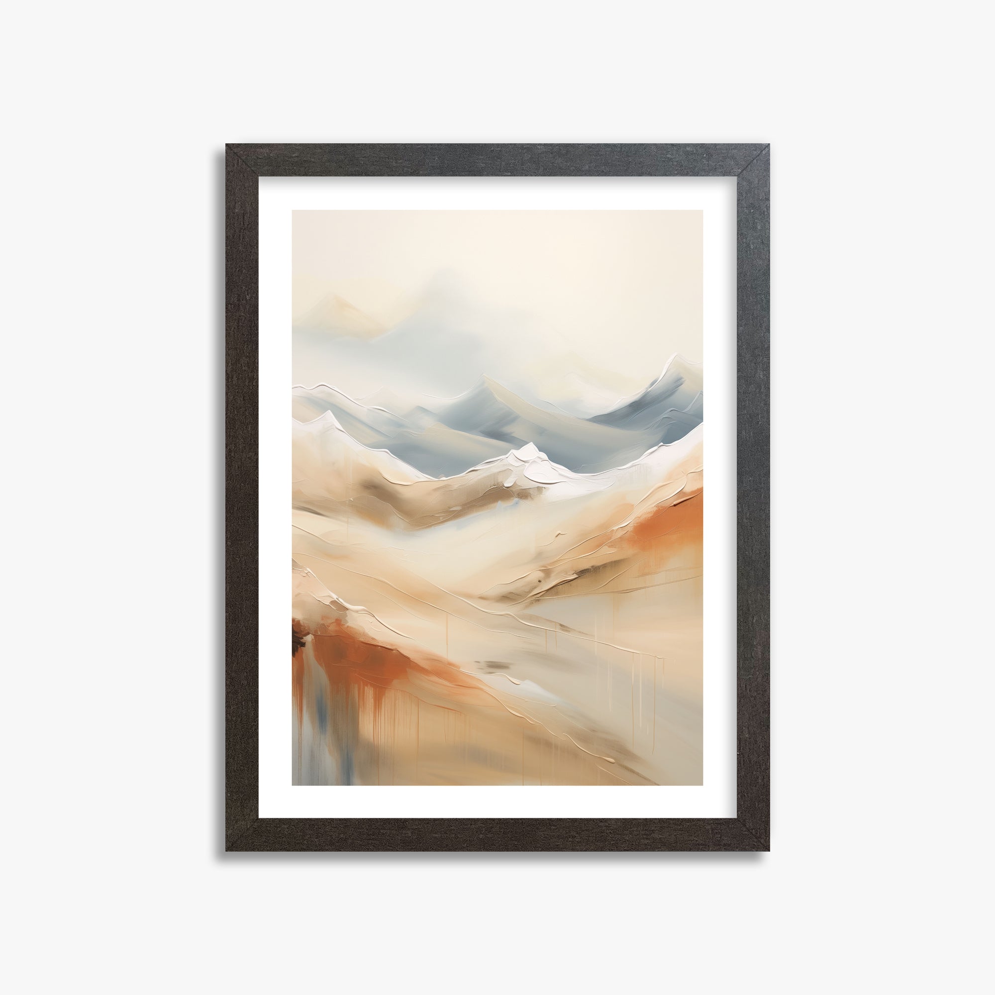 Serene Summit Haze, 30x40cm Framed Art Reproduction With Espresso Frame