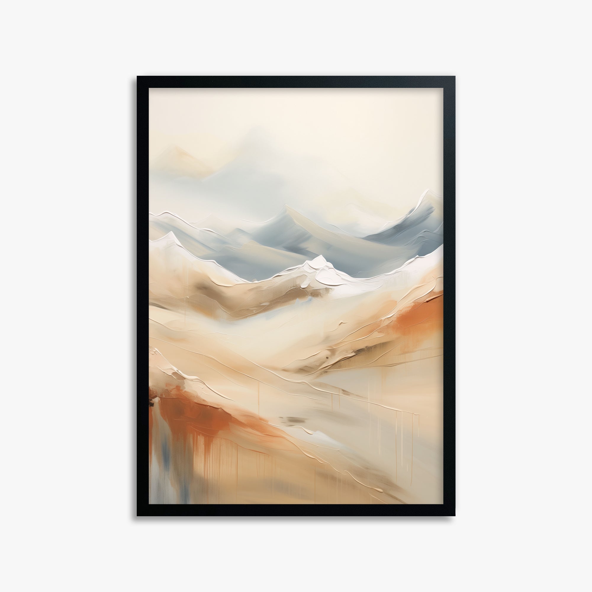 Serene Summit Haze, 50x70cm Framed Poster With Black Frame