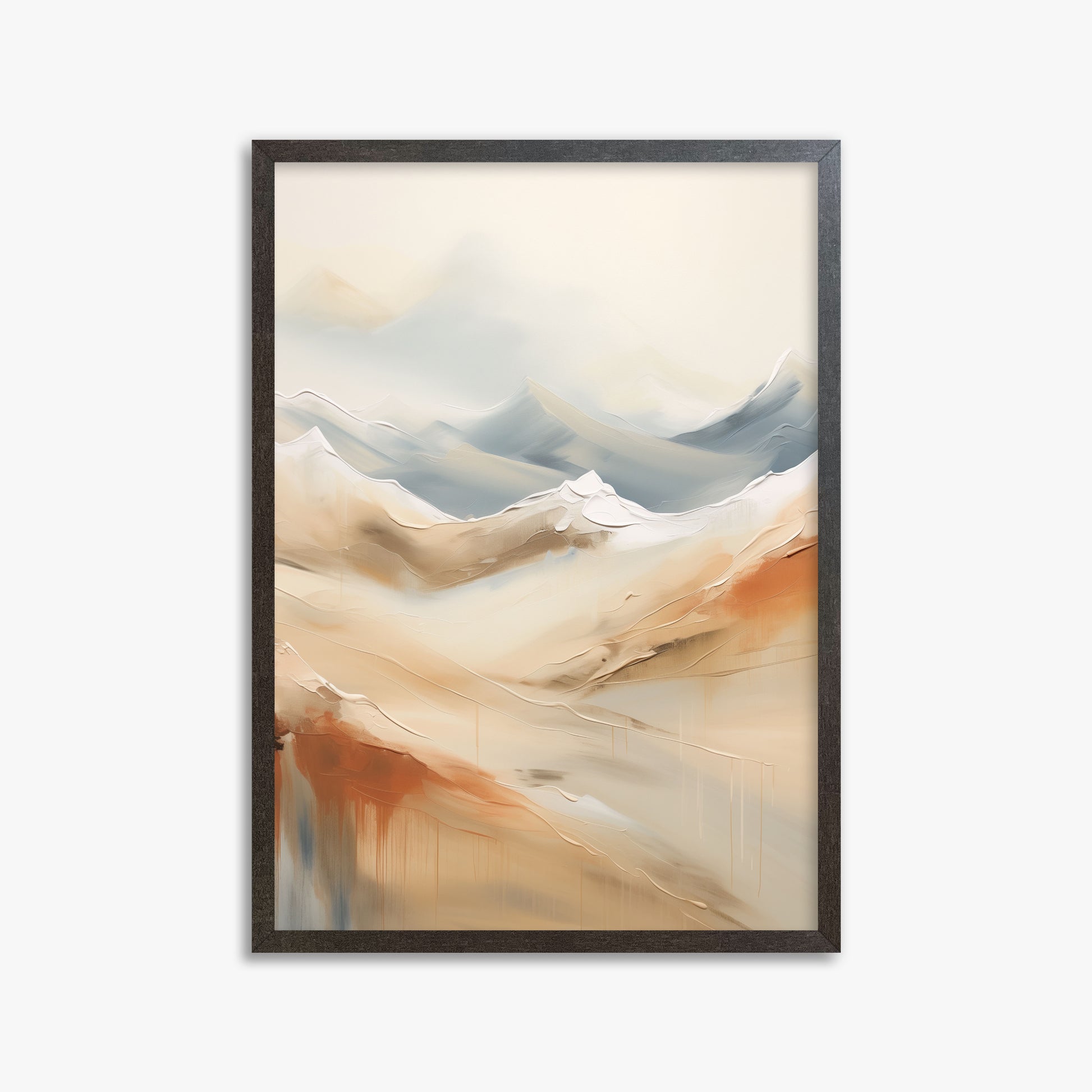 Serene Summit Haze, 50x70cm Framed Art Reproduction With Espresso Frame