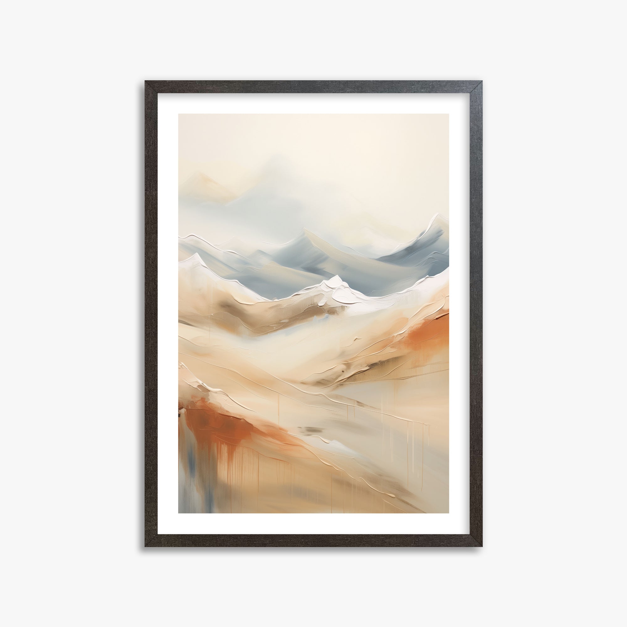 Serene Summit Haze, 50x70cm Framed Art Reproduction With Espresso Frame