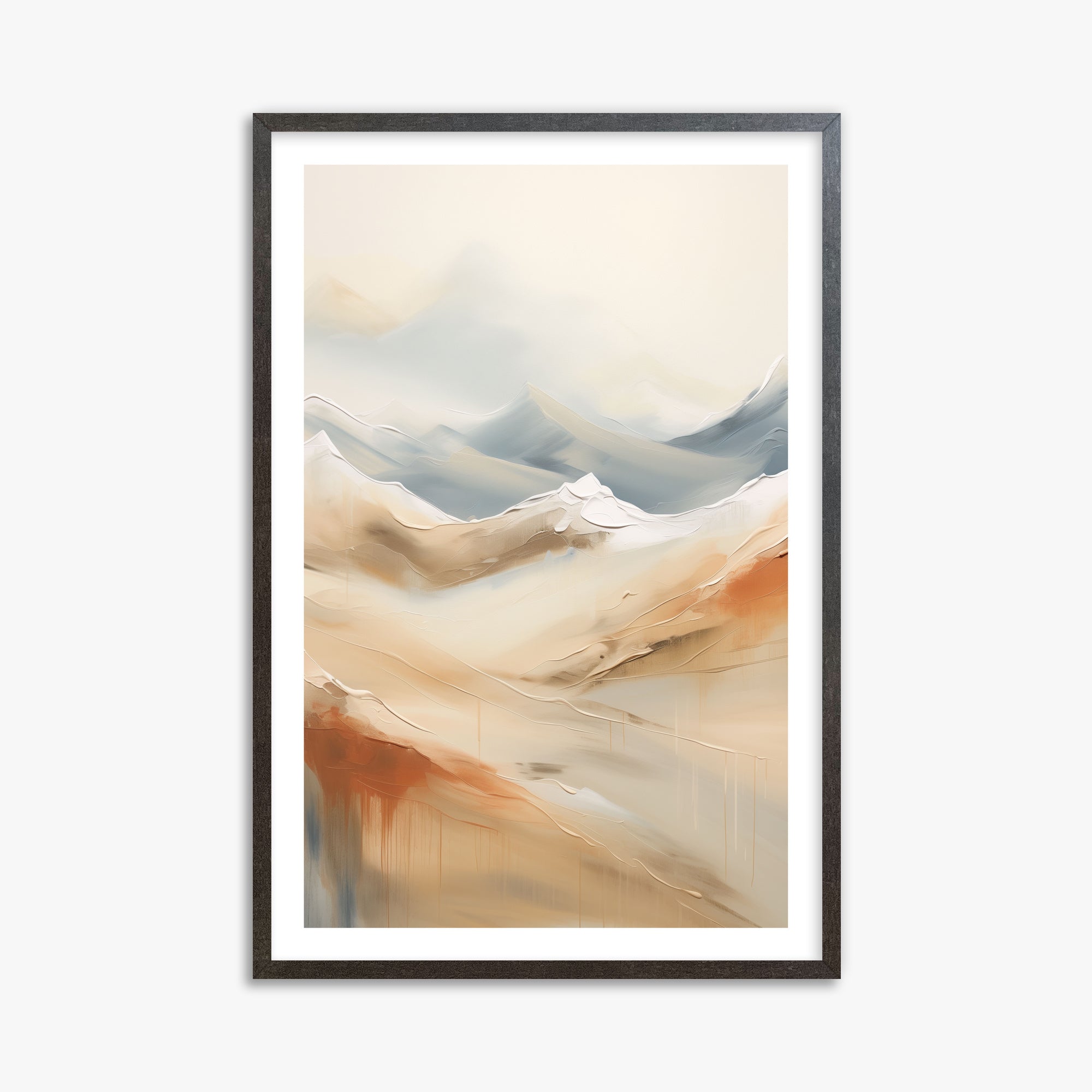 Serene Summit Haze, 61x91cm Framed Art Reproduction With Espresso Frame