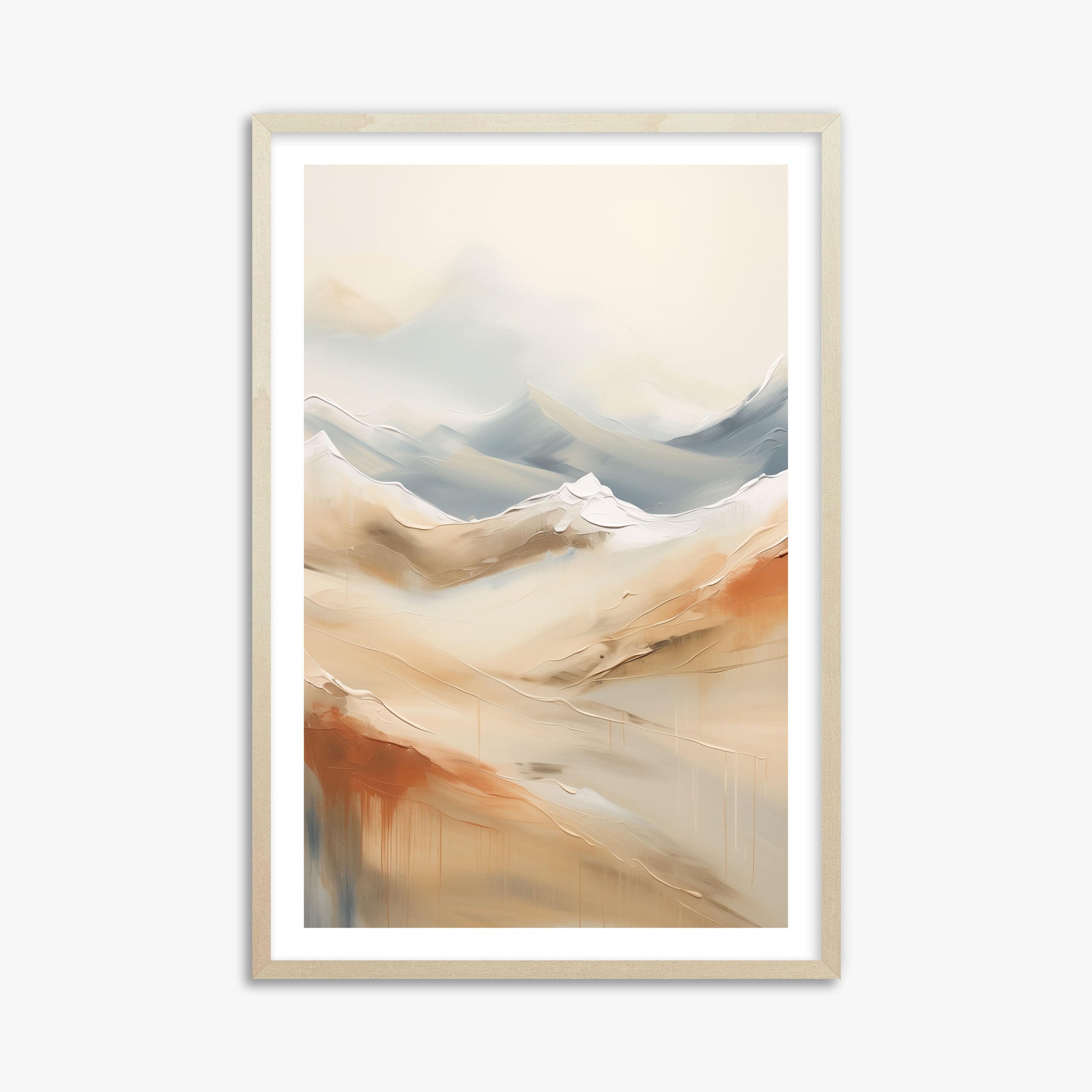 Serene Summit Haze, 61x91cm Framed Art Reproduction With Lime Wood Frame