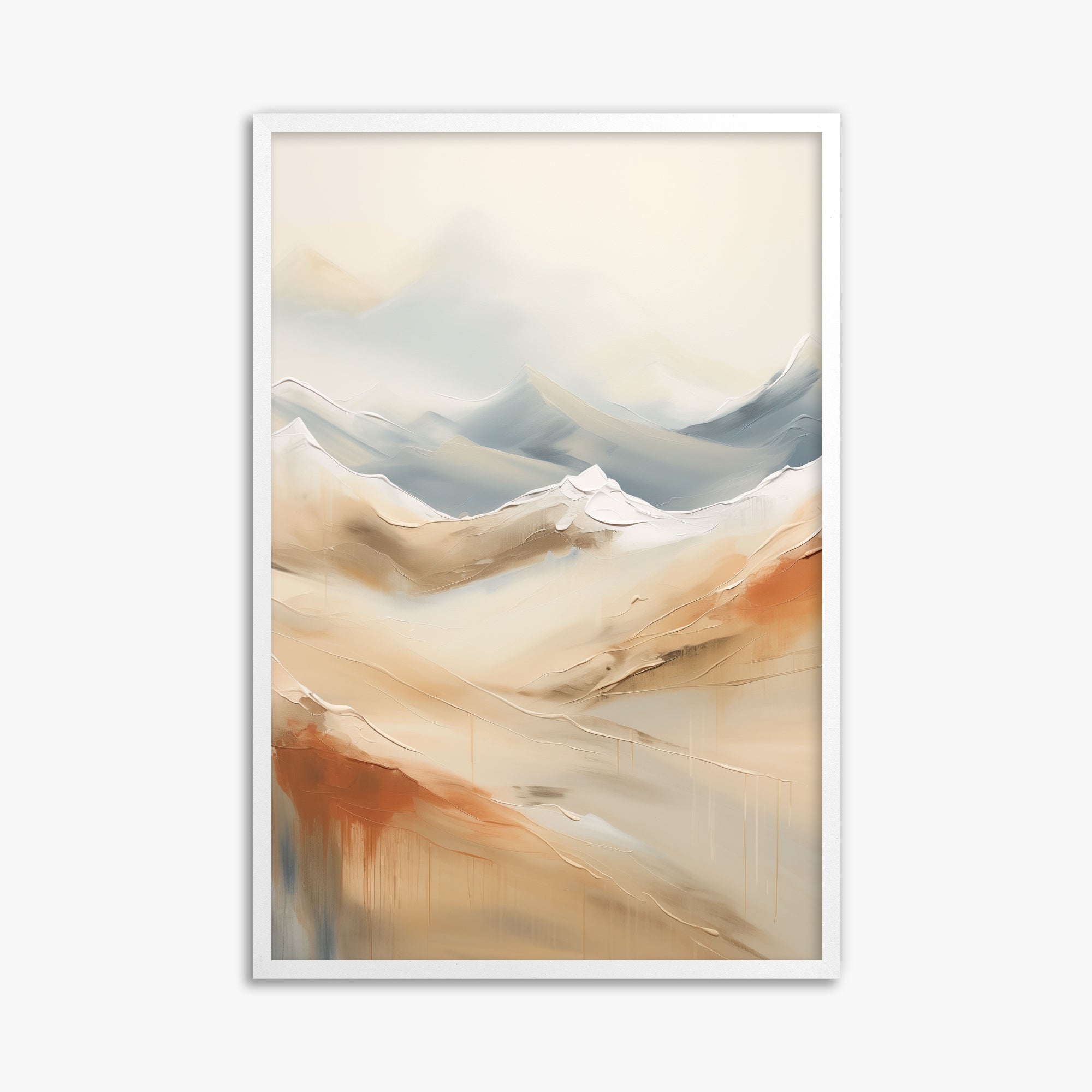 Serene Summit Haze, 61x91cm Framed Poster With White Frame