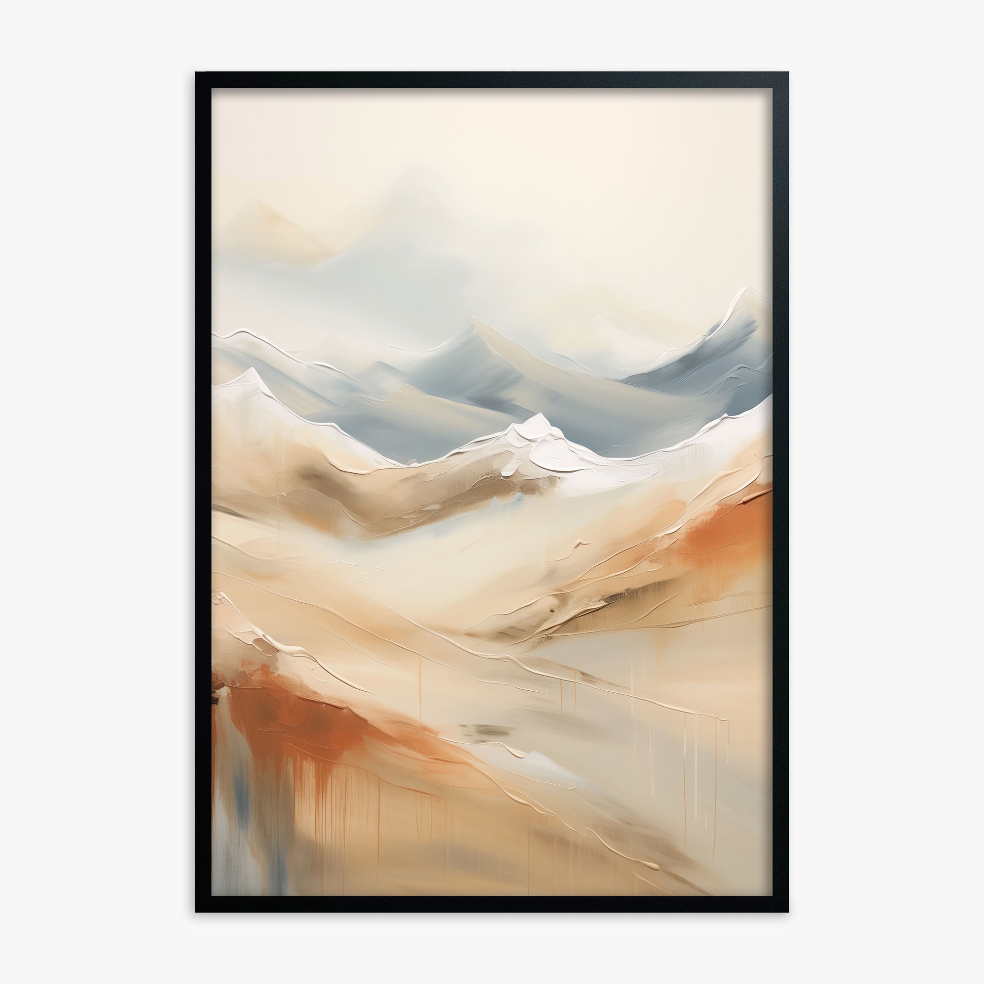 Serene Summit Haze, Black Framed Poster With Black Frame