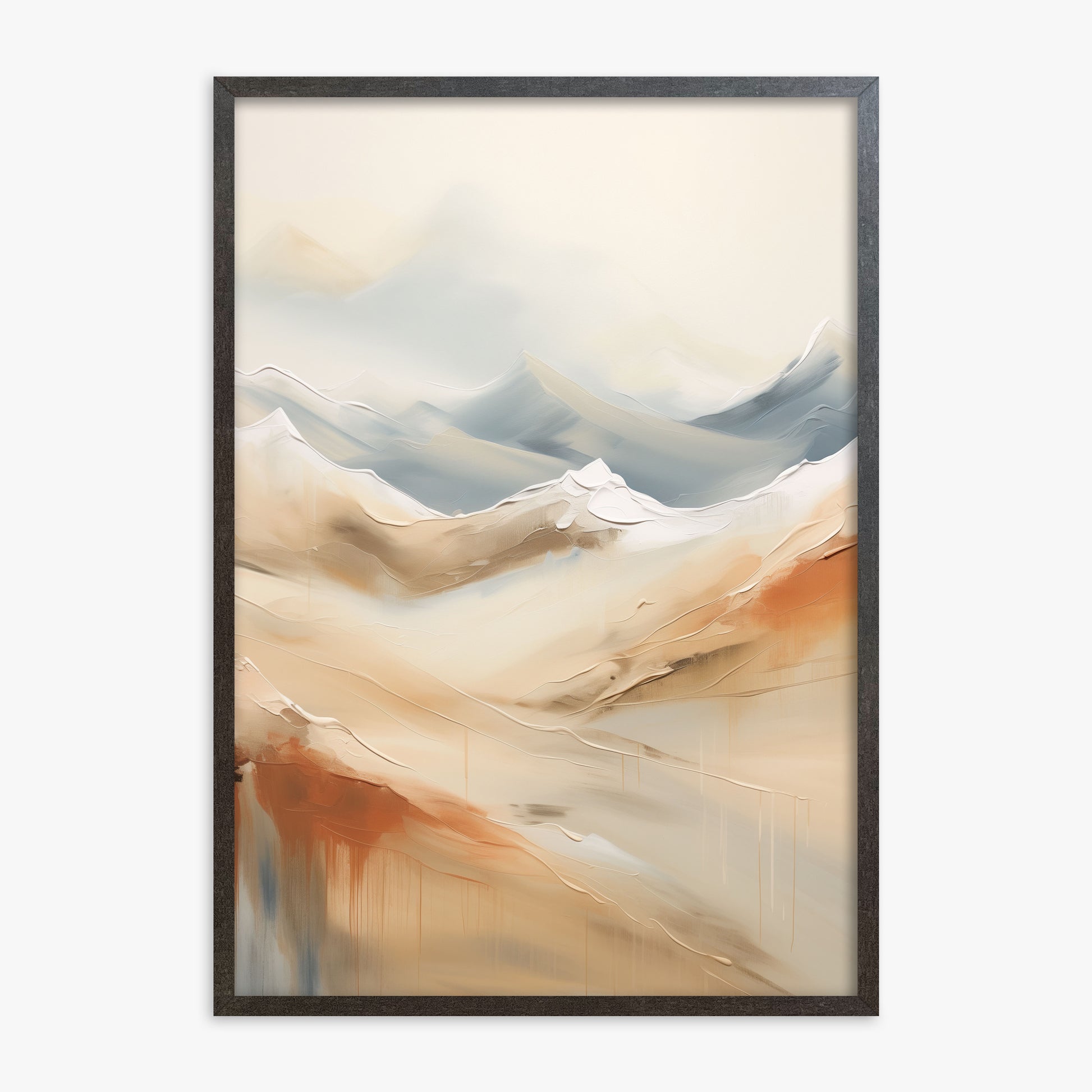 Serene Summit Haze, 70x100cm Framed Art Reproduction With Espresso Frame