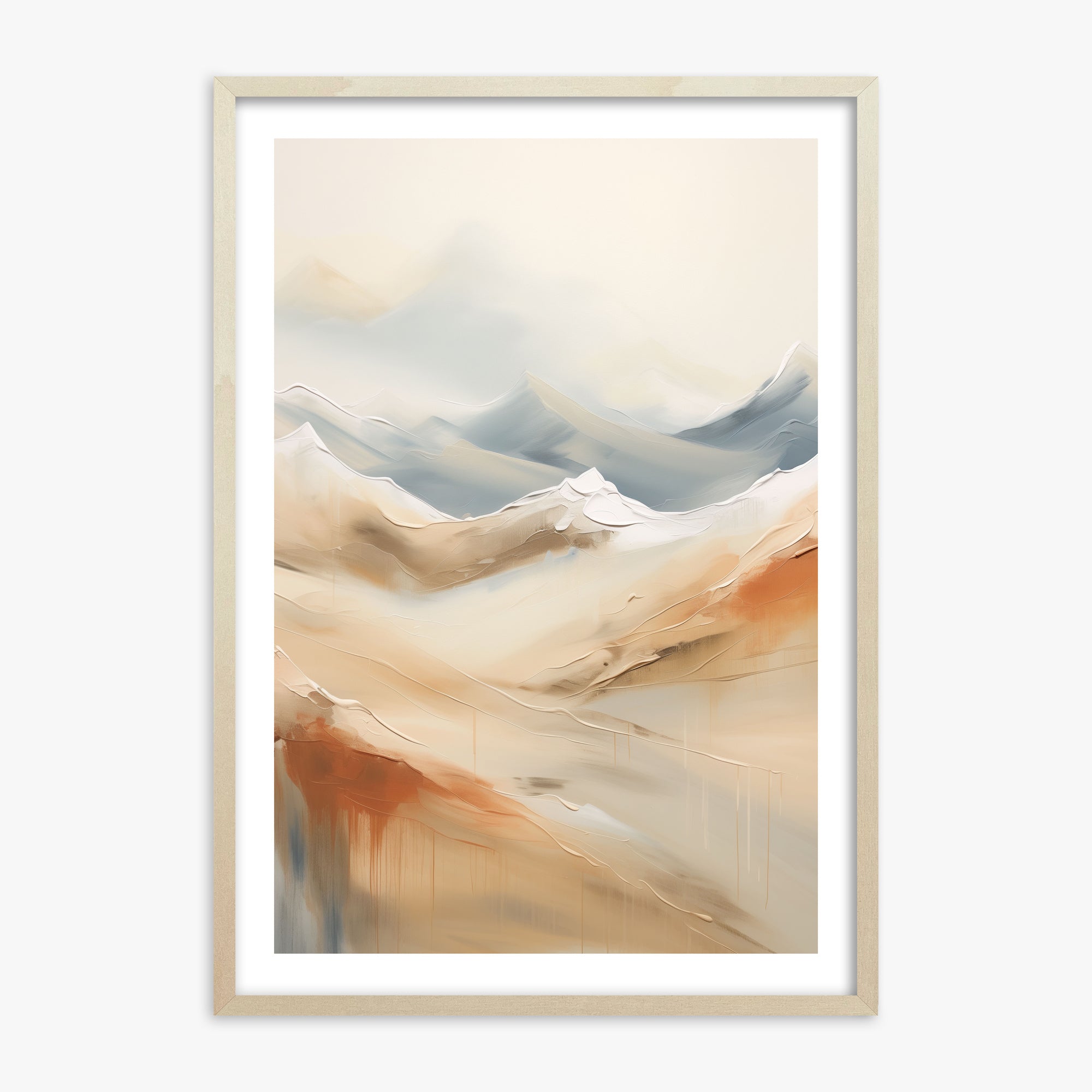 Serene Summit Haze, 70x100cm Framed Art Reproduction With Lime Wood Frame