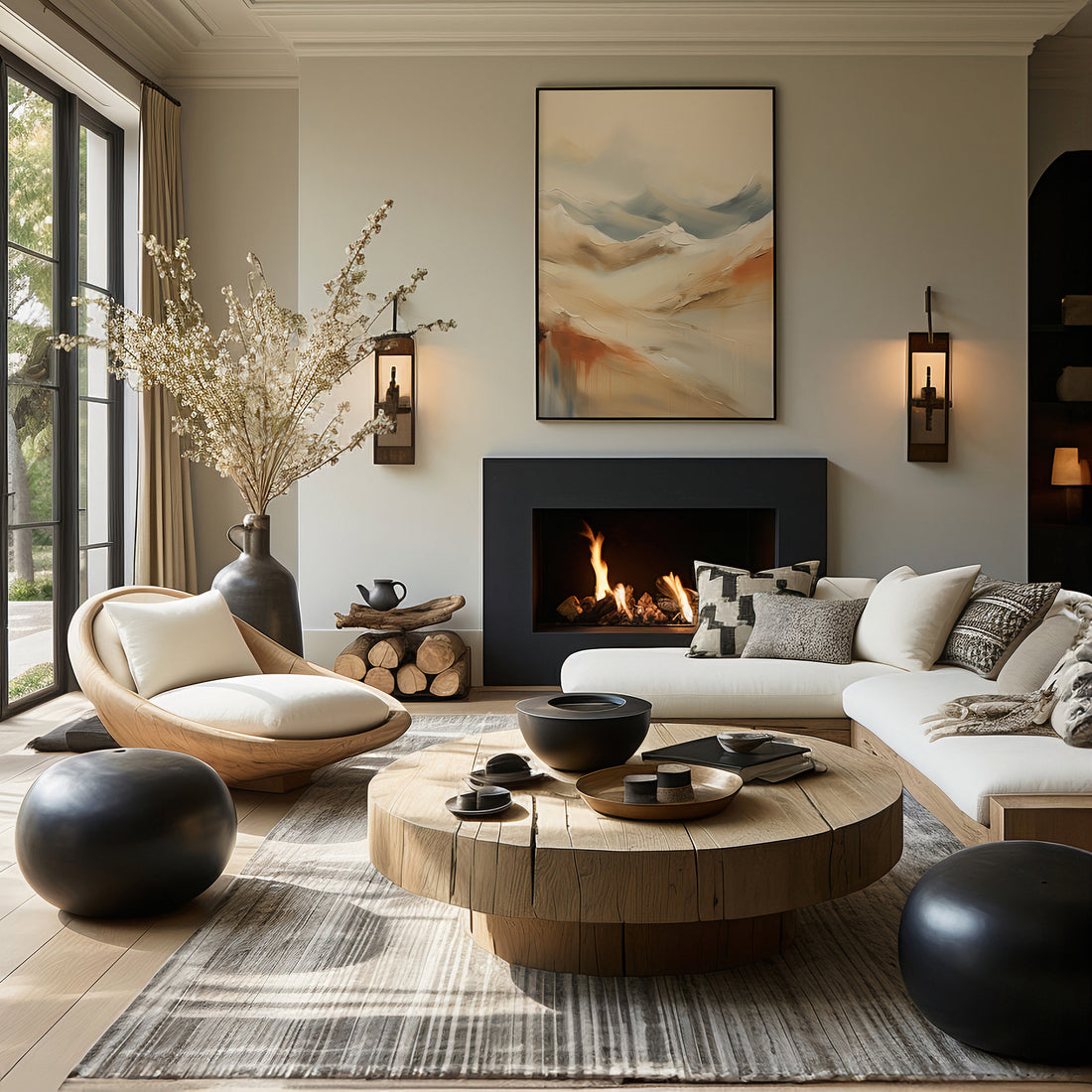 Serene Summit Haze, 50x70cm Framed Poster With Black Frame