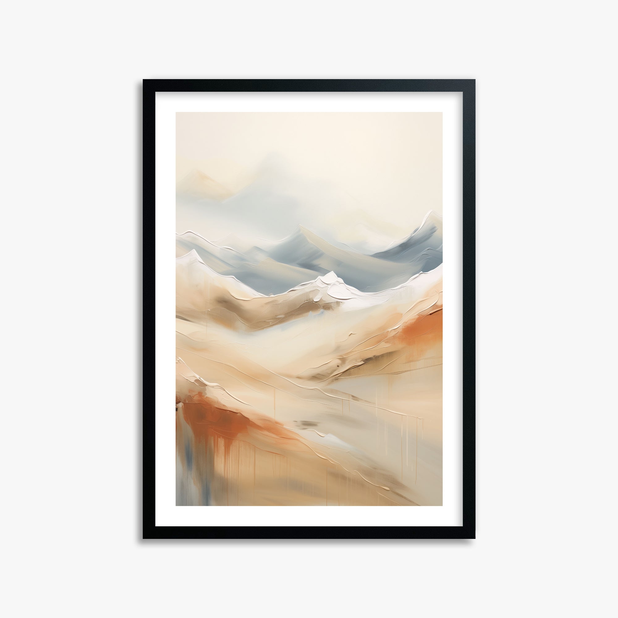 Serene Summit Haze, 50x70cm Black Framed Art Reproduction