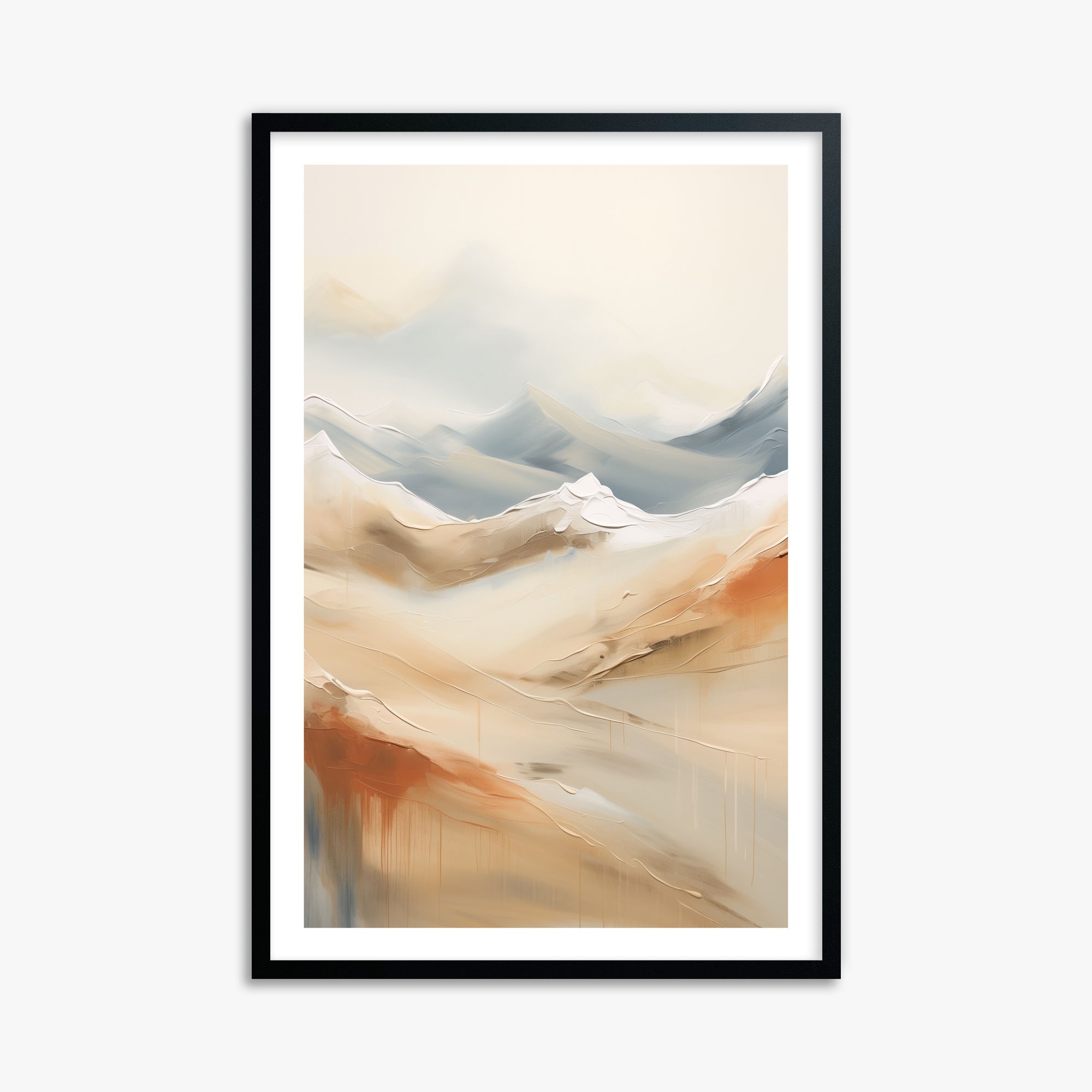 Serene Summit Haze, 61x91cm Black Framed Art Reproduction