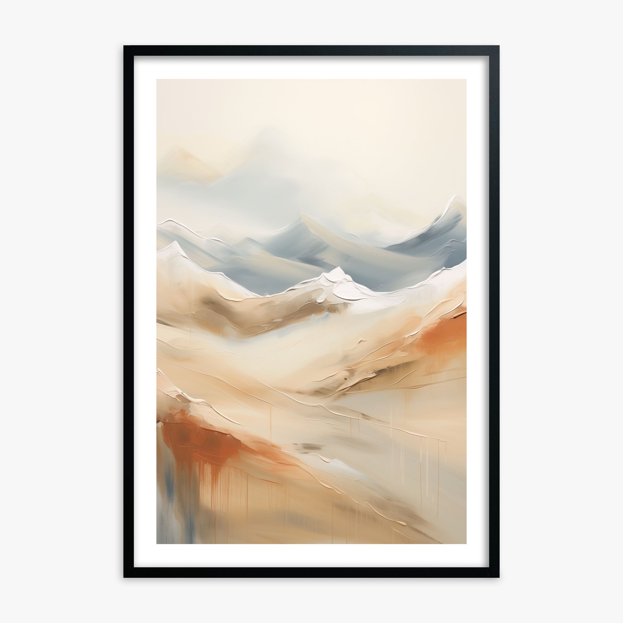 Serene Summit Haze, 70x100cm Black Framed Art Reproduction