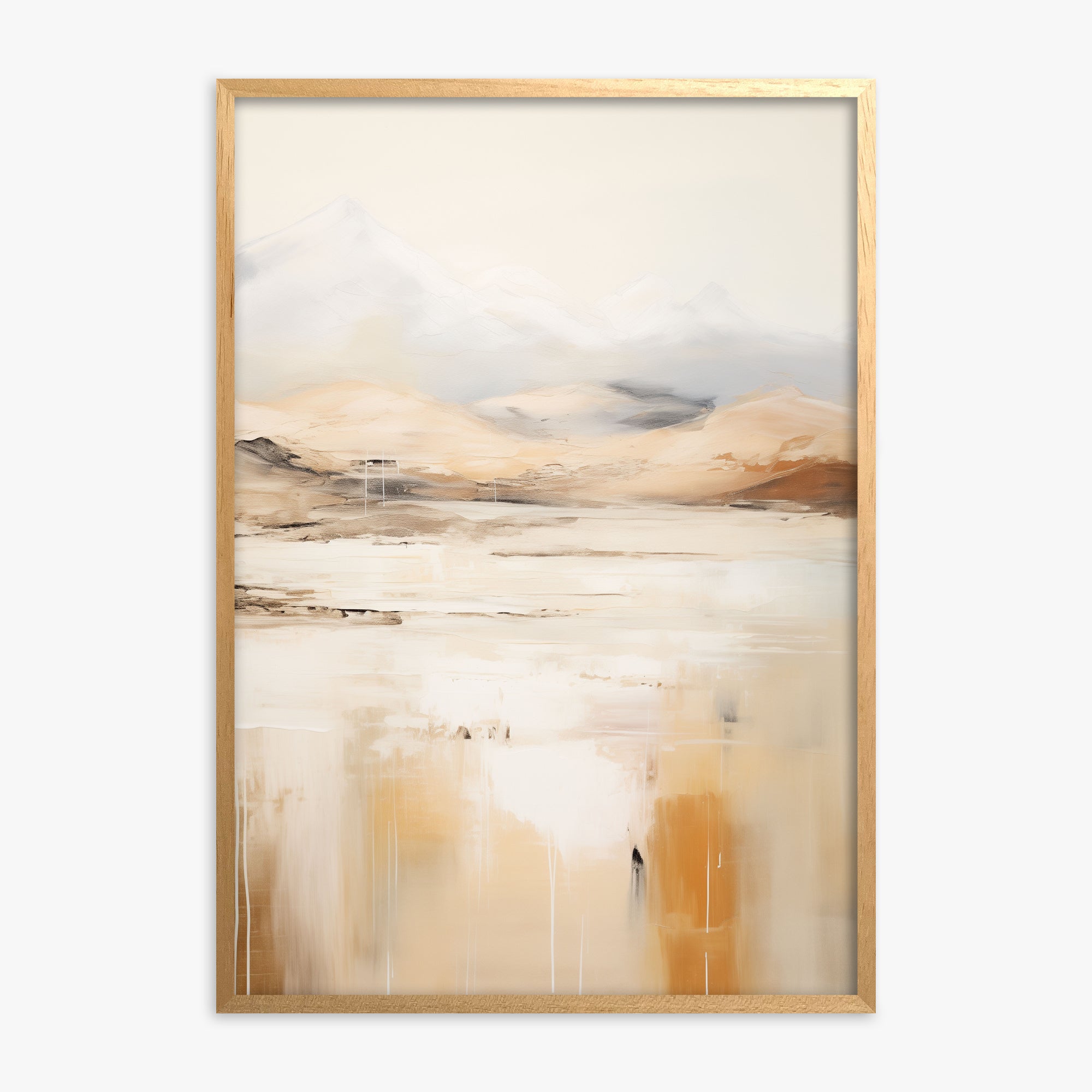 Reflected Dunes, Oak Framed Poster With Oak Frame