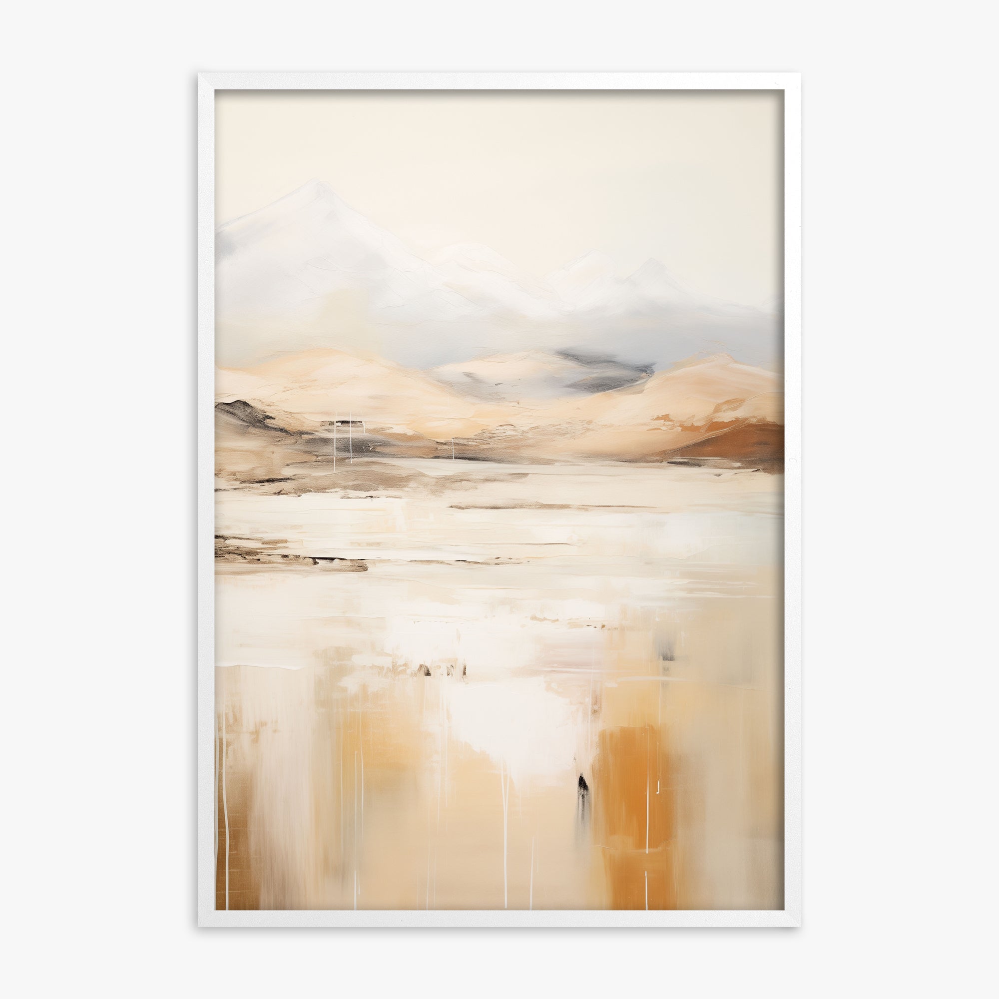 Reflected Dunes, White Framed Poster With White Frame