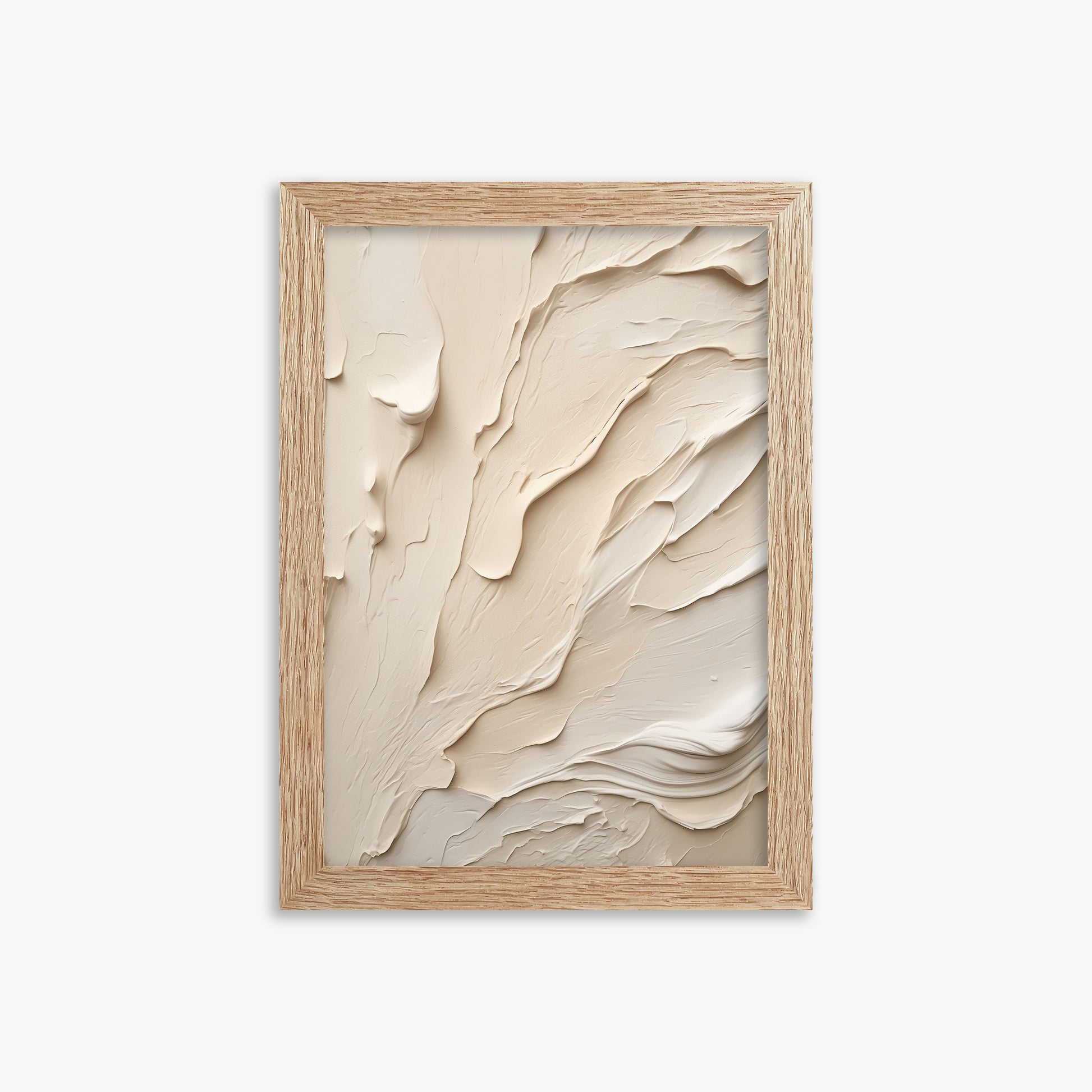 Creamy Cascade, 21x30cm Framed Art Reproduction With Raw Oak Frame