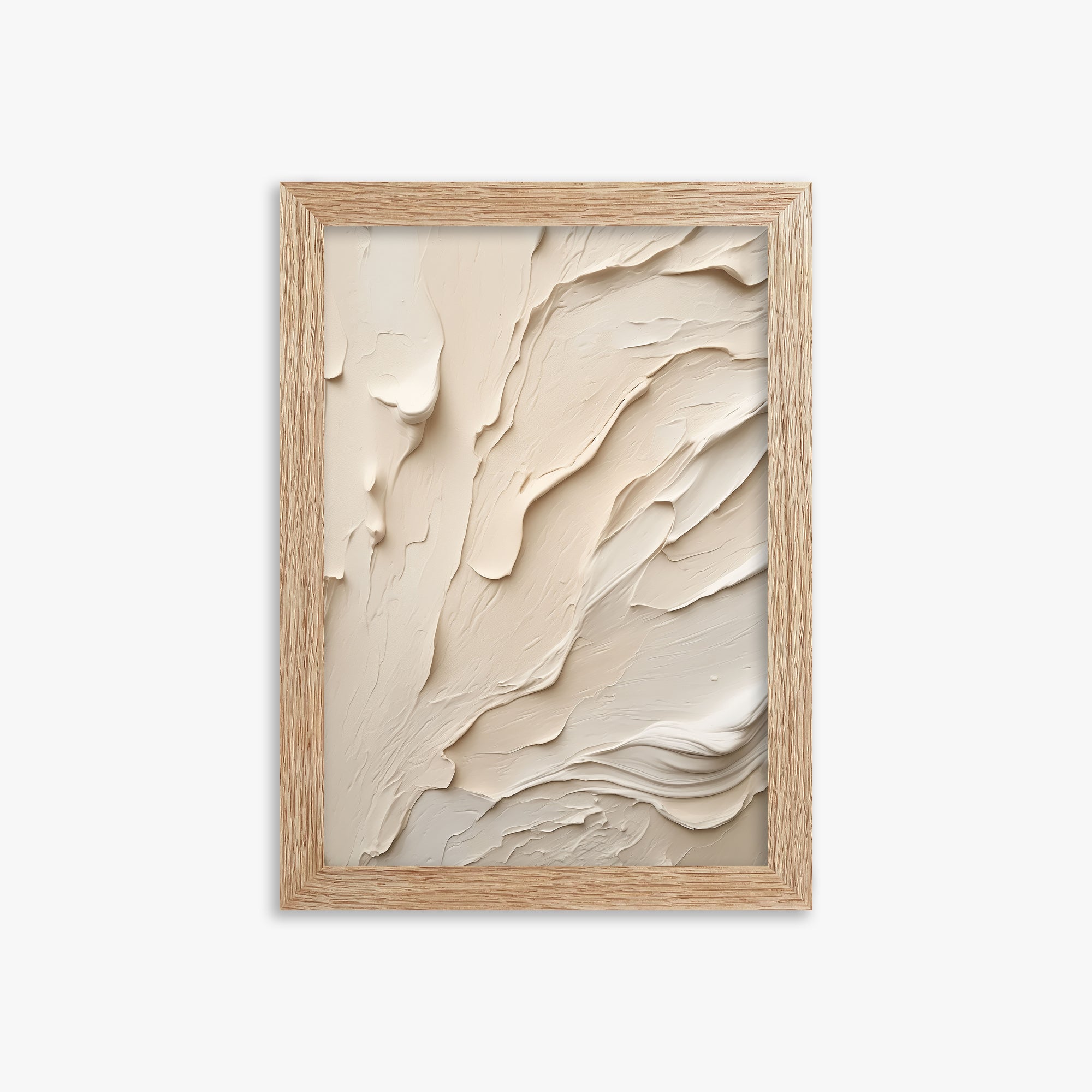 Creamy Cascade, 21x30cm Framed Art Reproduction With Raw Oak Frame