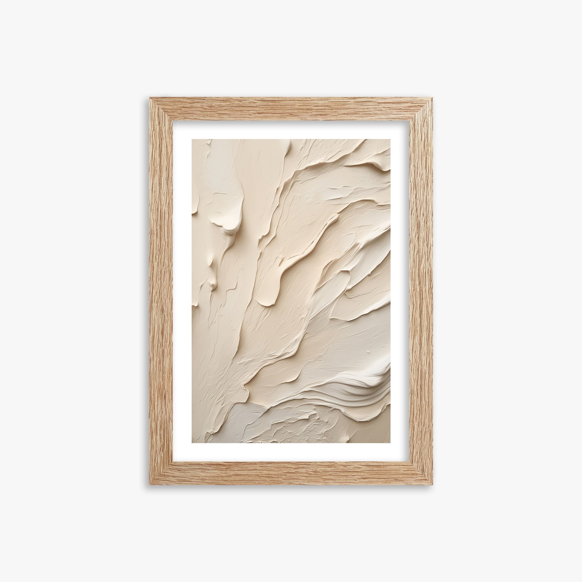 Creamy Cascade, 21x30cm Framed Art Reproduction With Raw Oak Frame