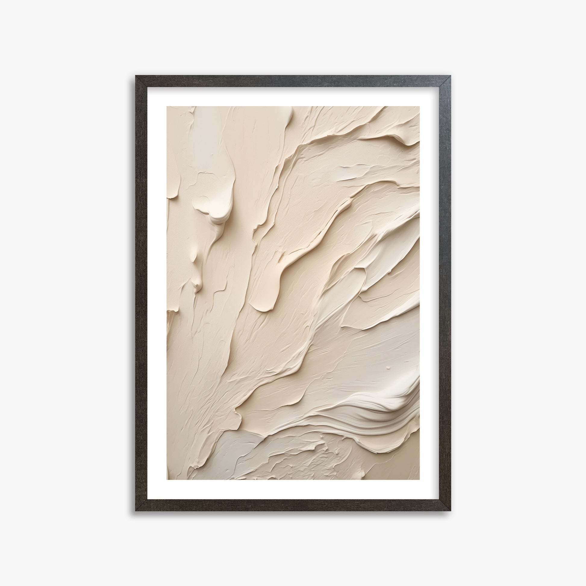 Creamy Cascade, 50x70cm Framed Art Reproduction With Espresso Frame