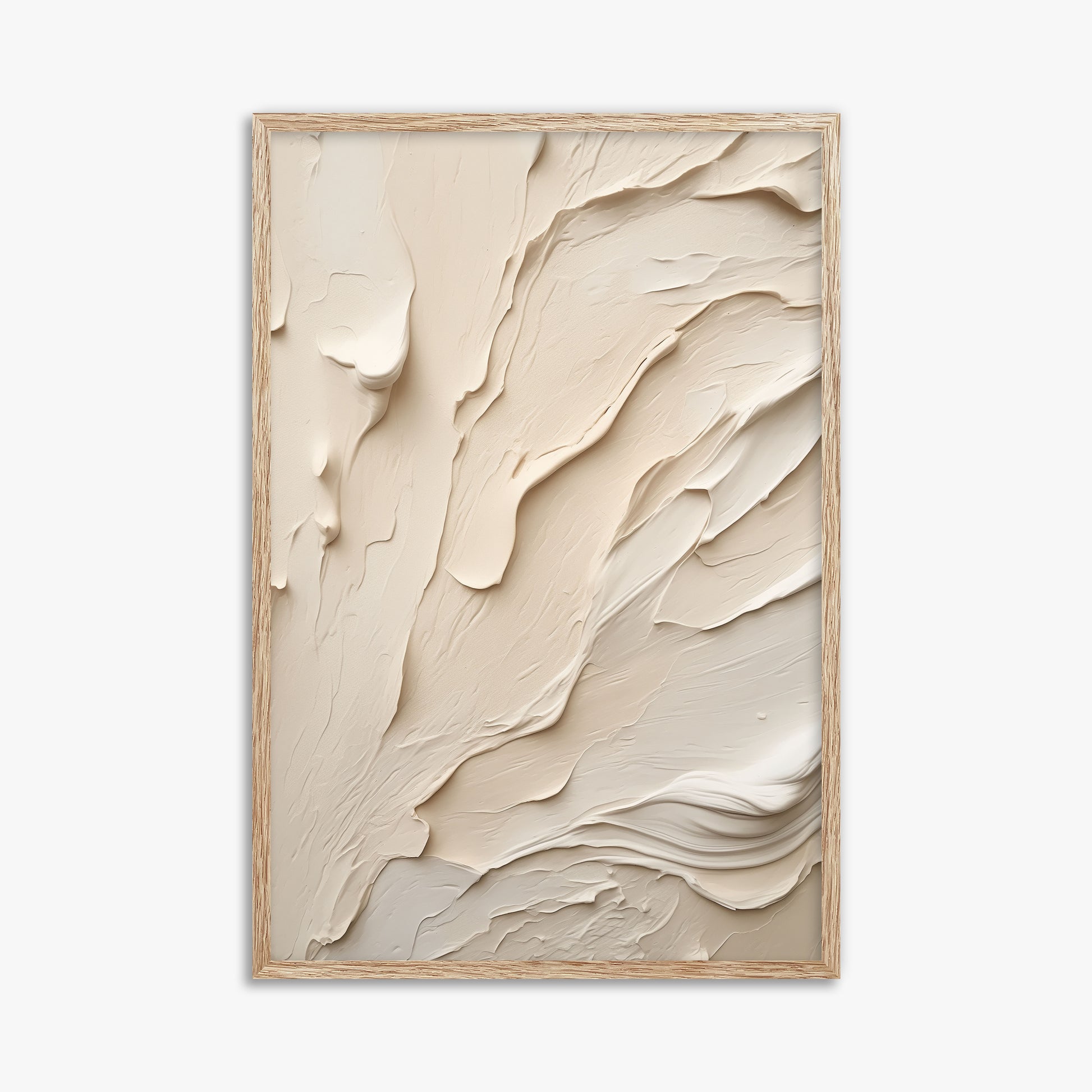 Creamy Cascade, 61x91cm Framed Art Reproduction With Raw Oak Frame