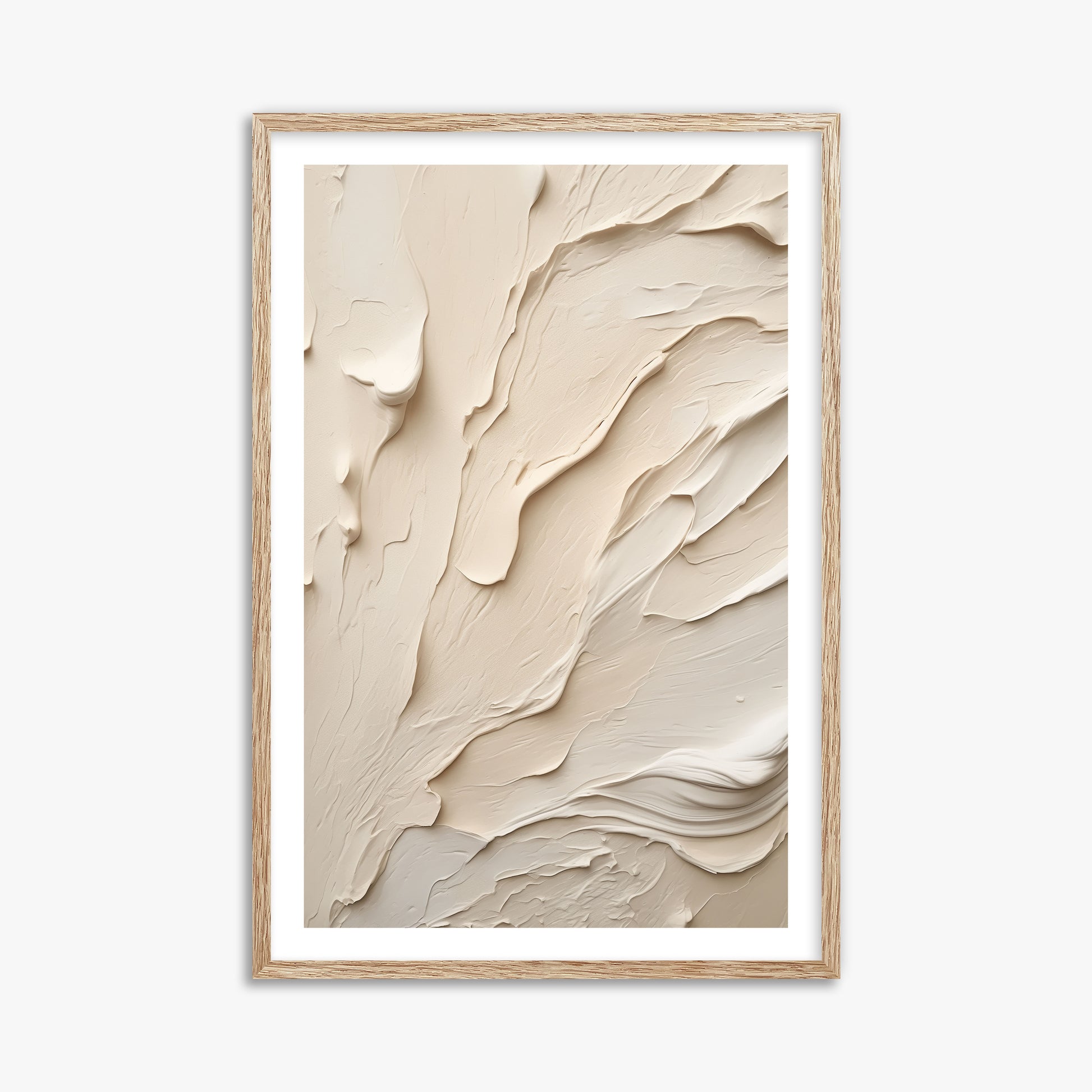 Creamy Cascade, 61x91cm Framed Art Reproduction With Raw Oak Frame