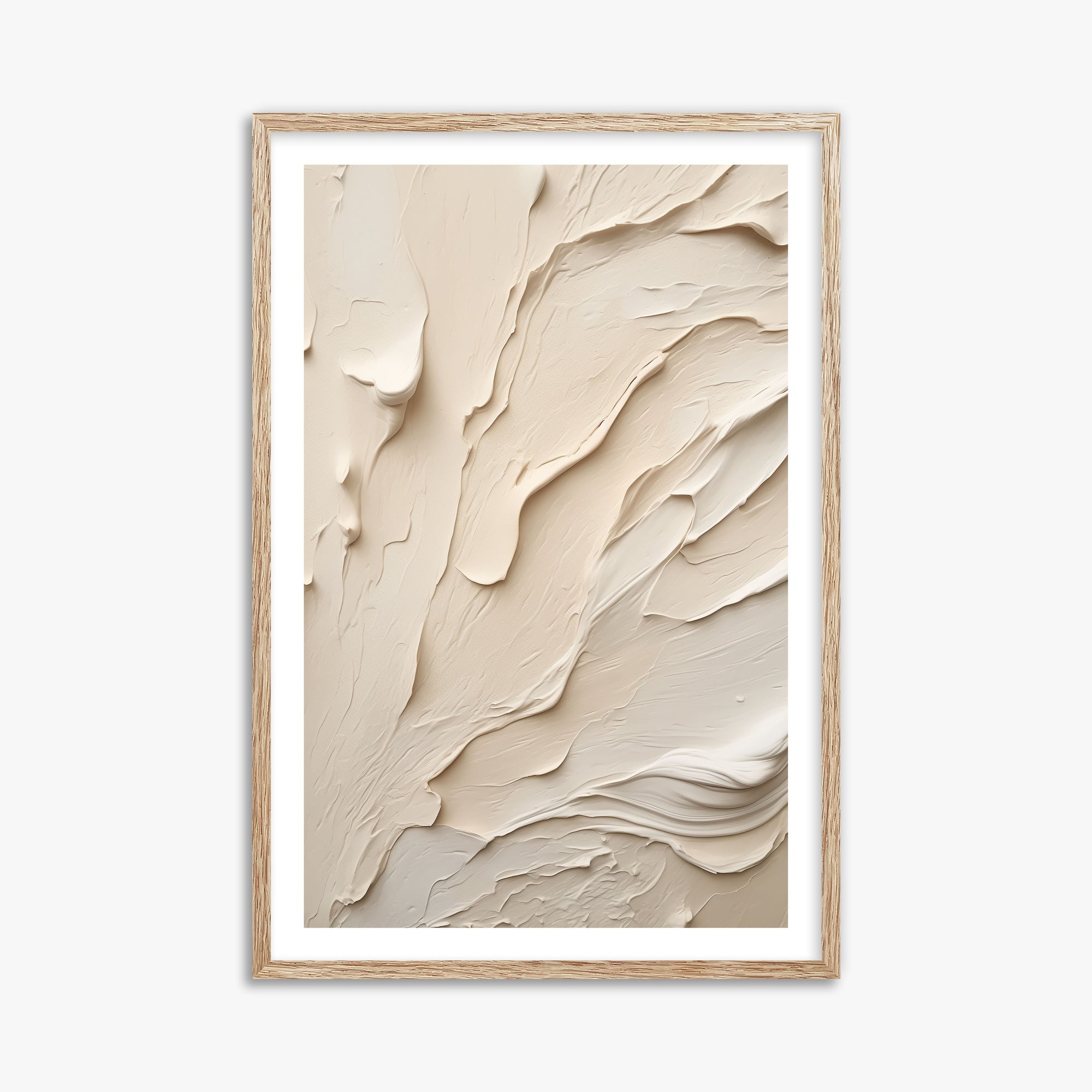 Creamy Cascade, 61x91cm Framed Art Reproduction With Raw Oak Frame