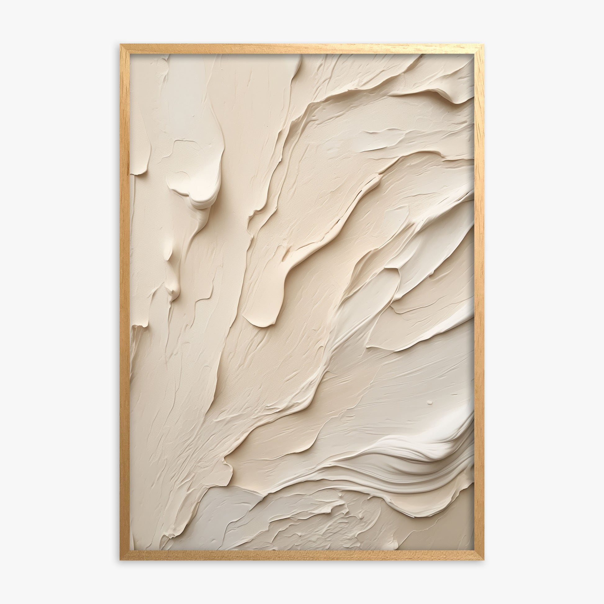 Creamy Cascade, Oak Framed Poster With Oak Frame