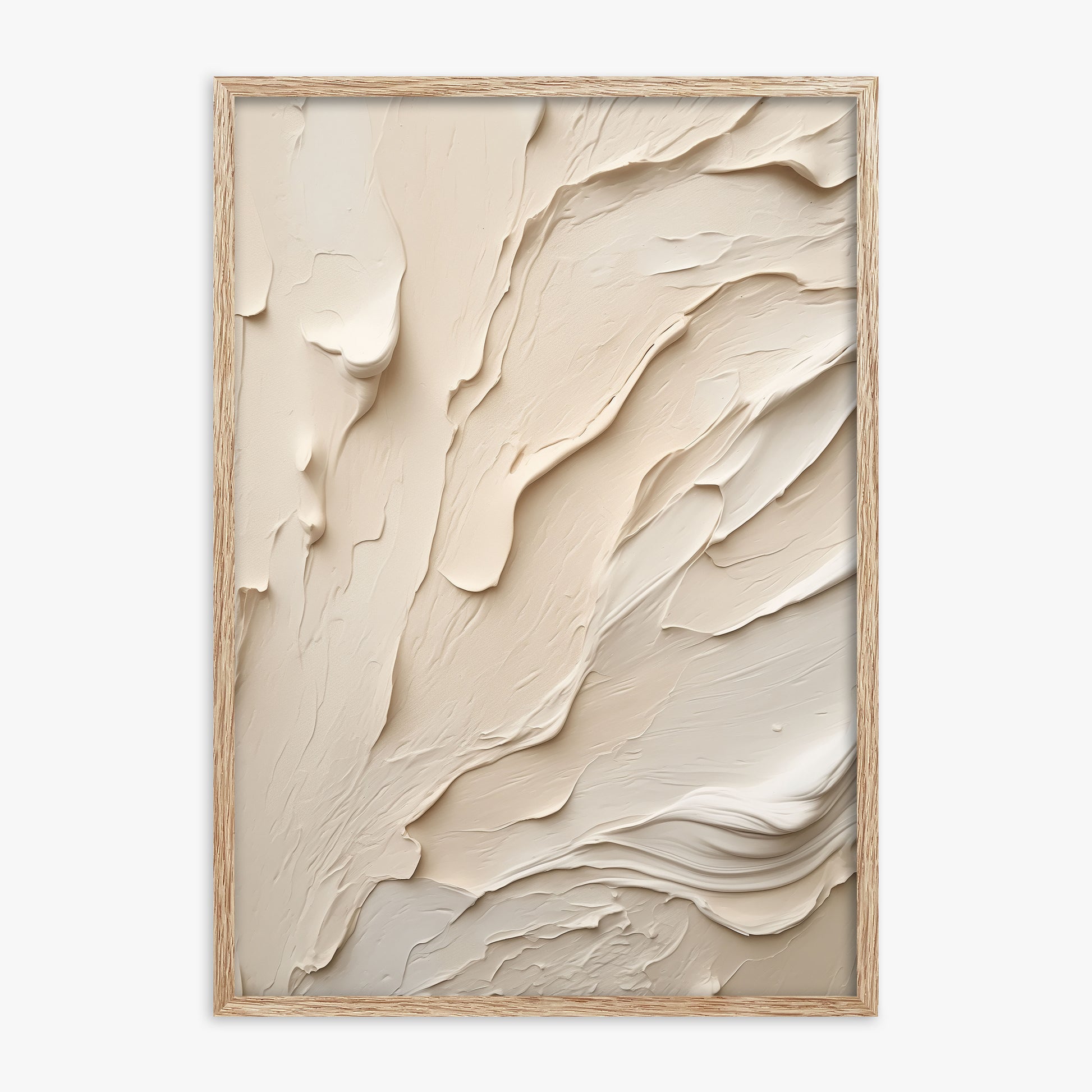 Creamy Cascade, 70x100cm Framed Art Reproduction With Raw Oak Frame