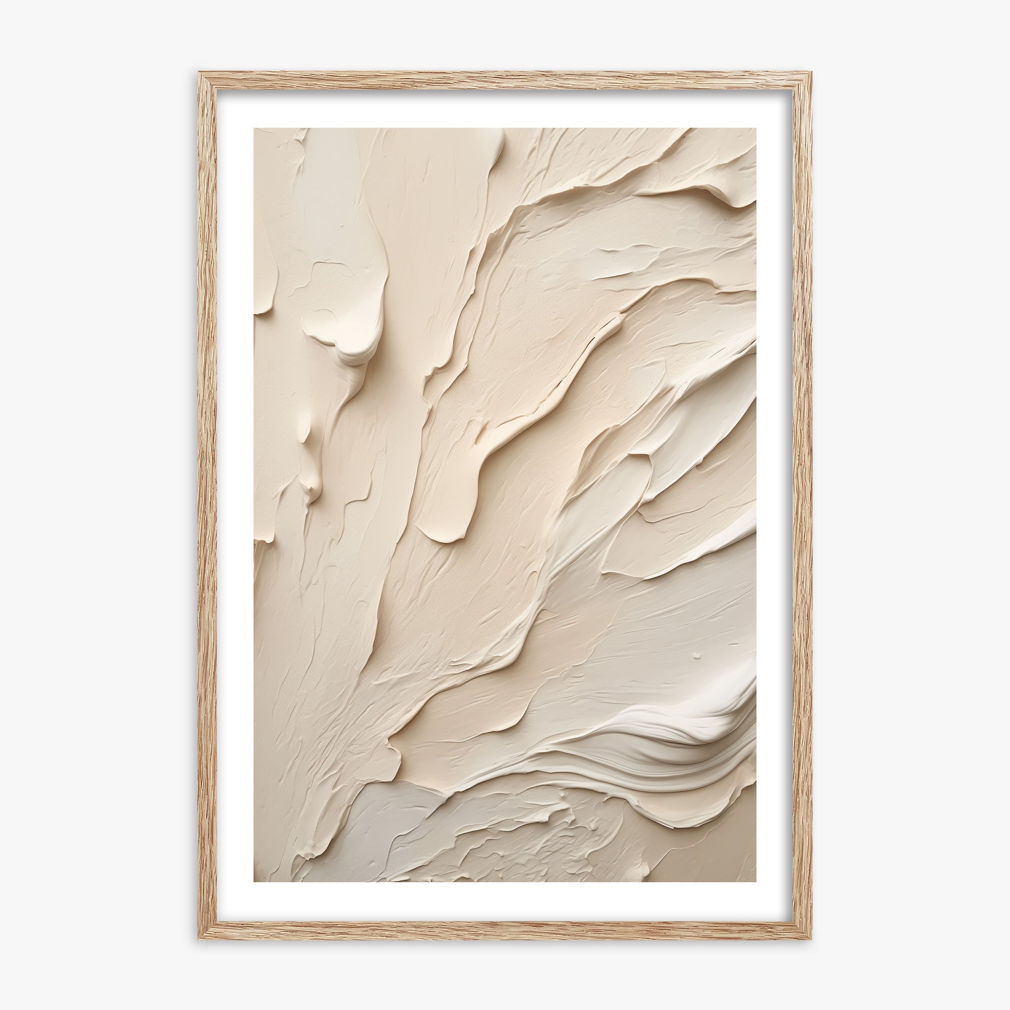 Creamy Cascade, 70x100cm Framed Art Reproduction With Raw Oak Frame