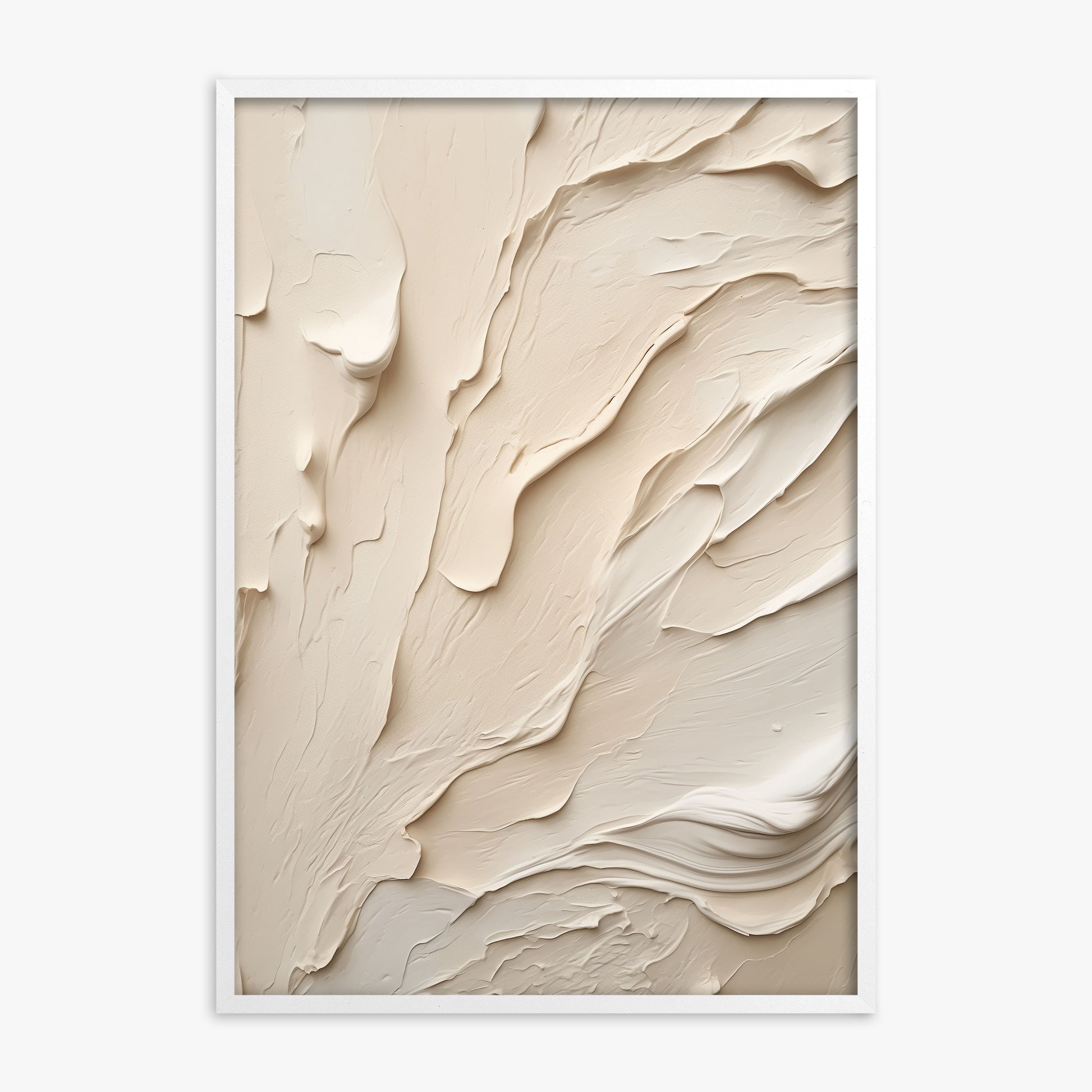 Creamy Cascade, White Framed Poster With White Frame