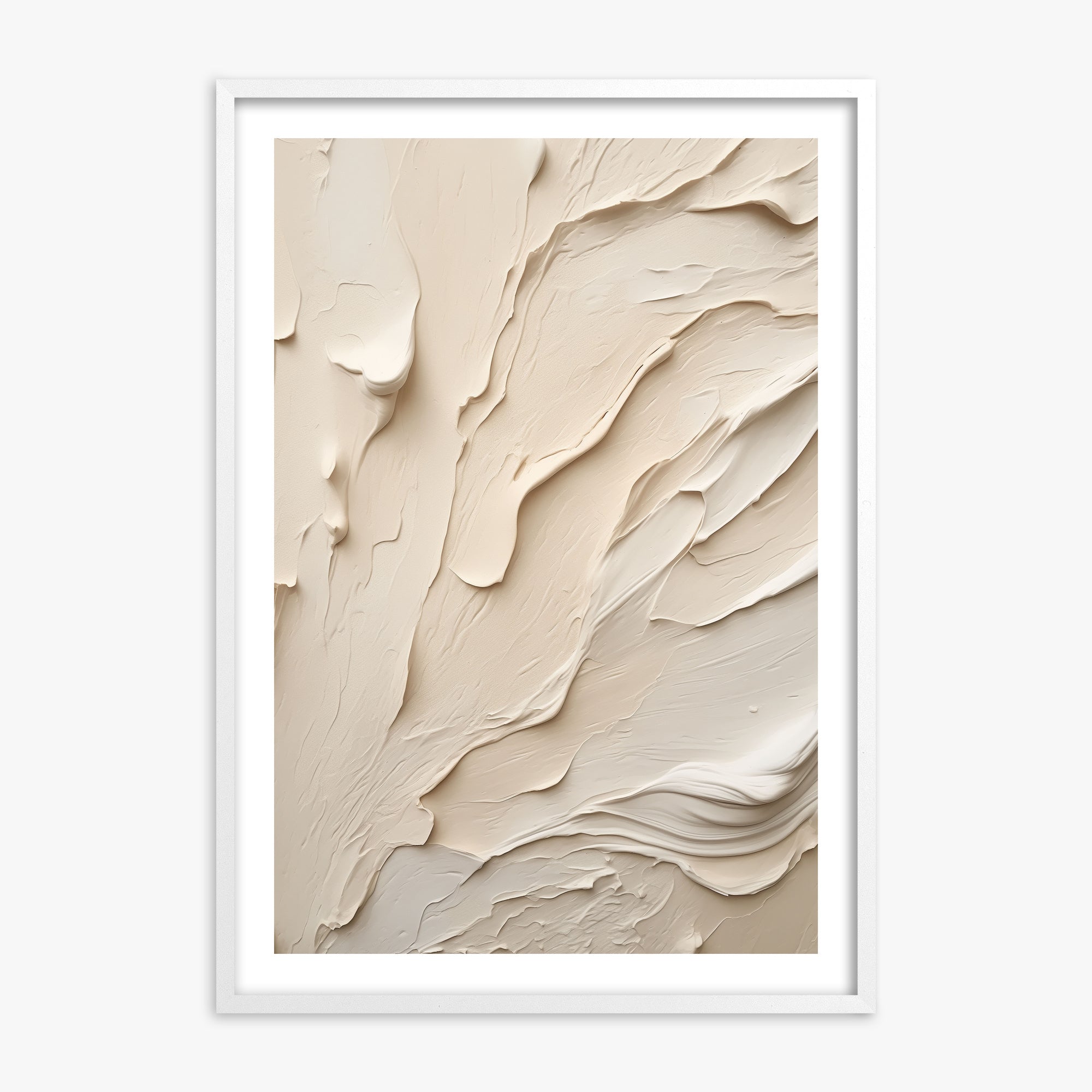 Creamy Cascade, White Framed Poster With White Frame