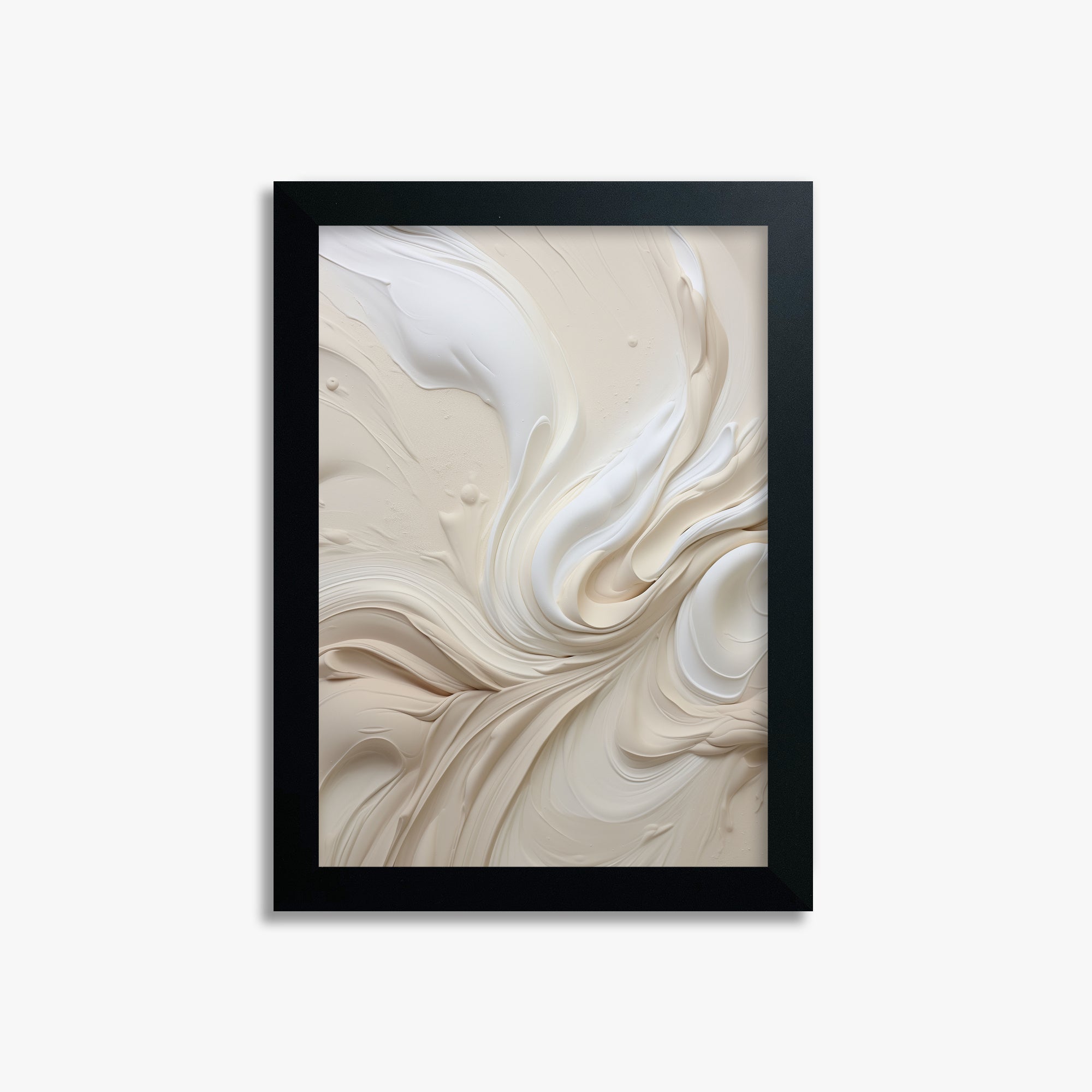 Ivory Swirl Symphony, 21x30cm Framed Poster With Black Frame