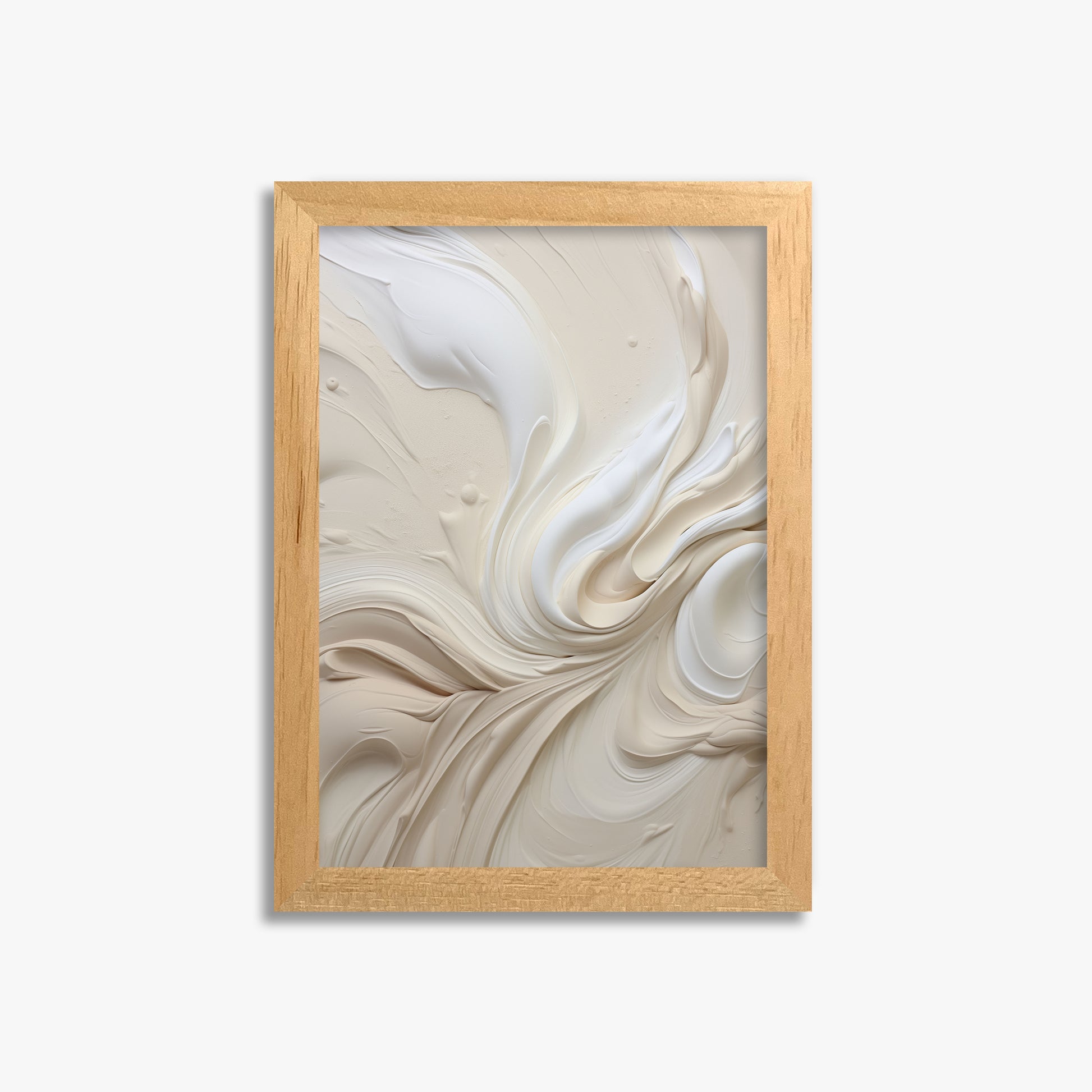 Ivory Swirl Symphony, 21x30cm Framed Poster With Oak Frame