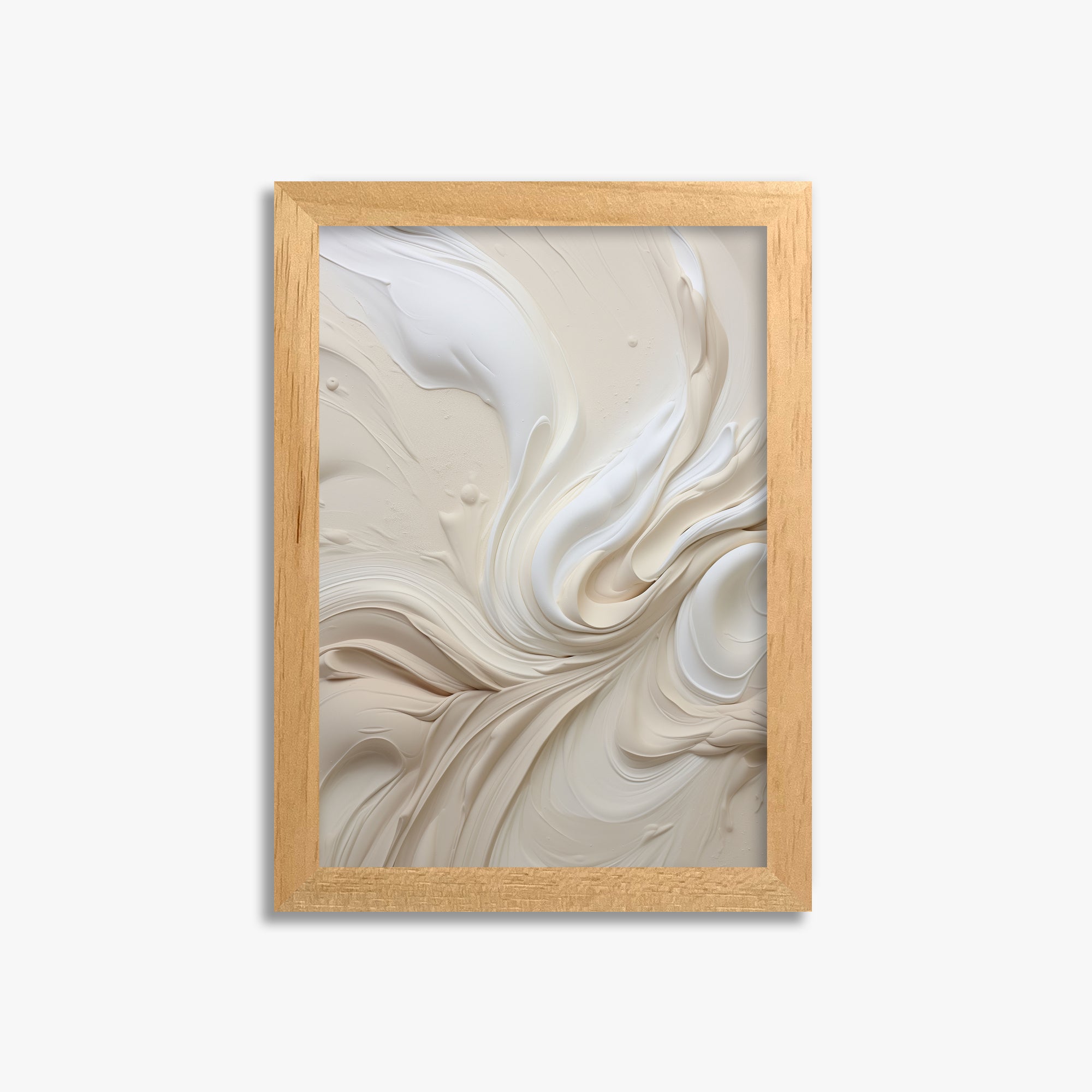 Ivory Swirl Symphony, 21x30cm Framed Poster With Oak Frame