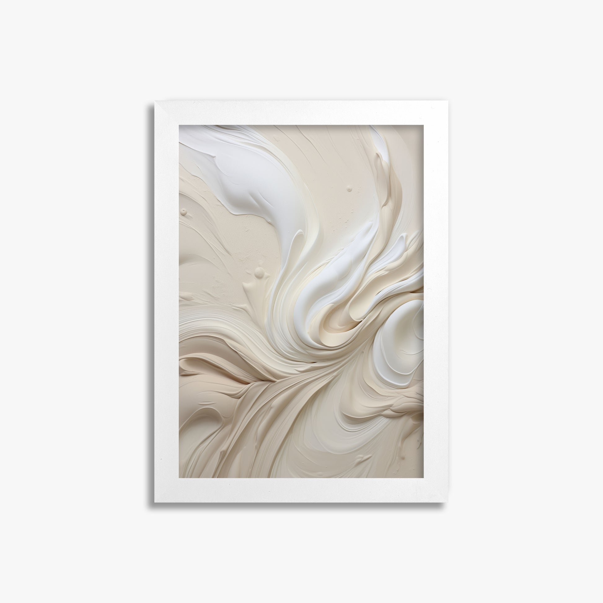 Ivory Swirl Symphony, 21x30cm Framed Poster With White Frame