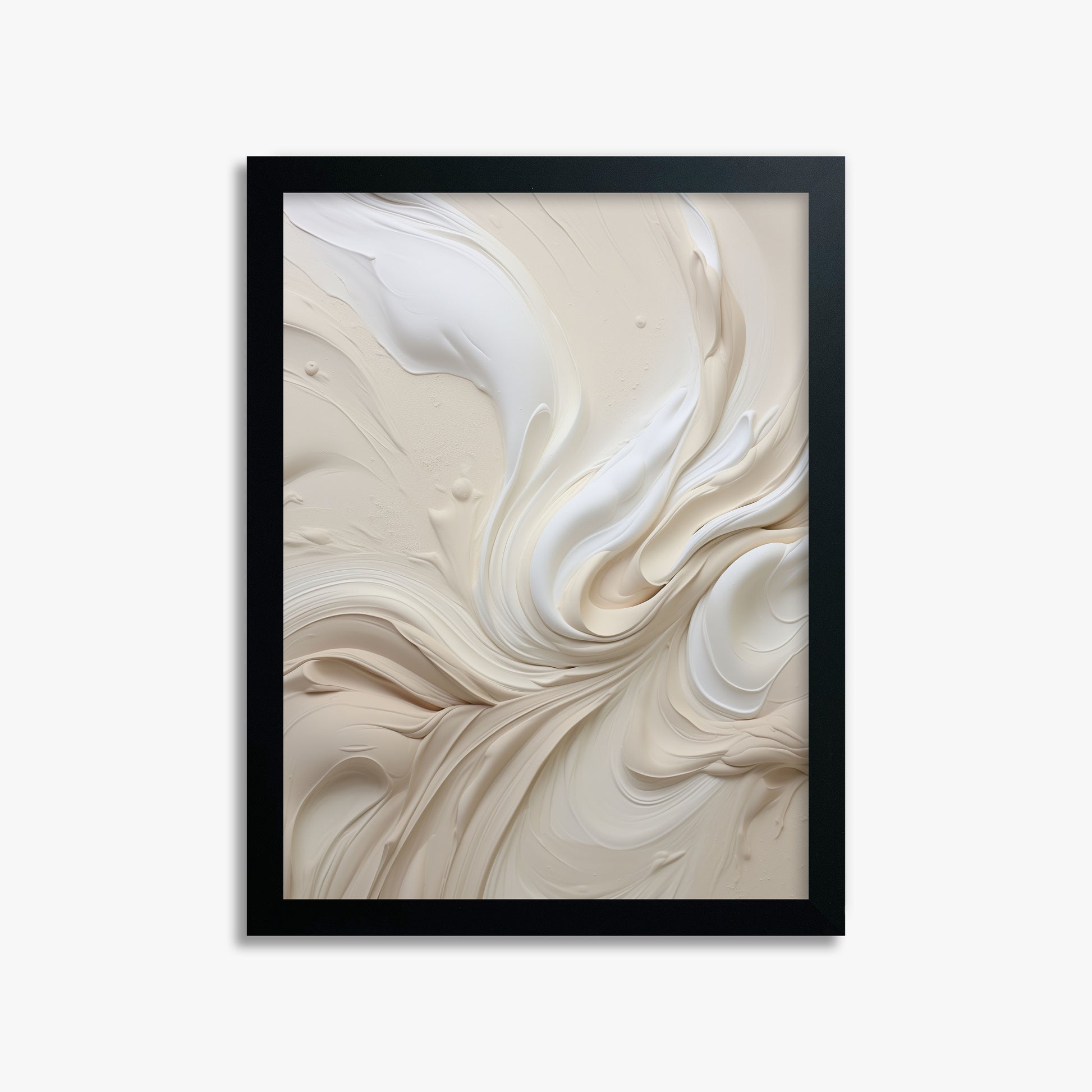 Ivory Swirl Symphony, 30x40cm Framed Poster With Black Frame