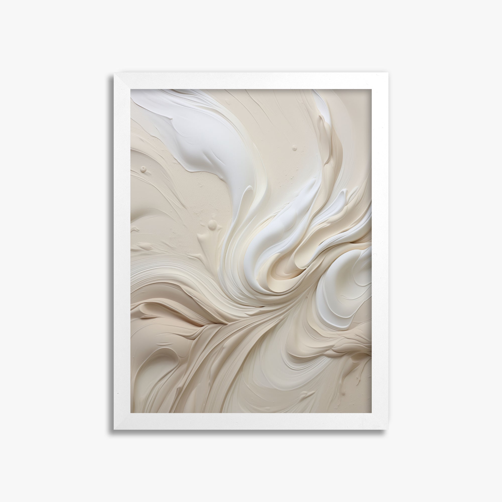 Ivory Swirl Symphony, 30x40cm Framed Poster With White Frame