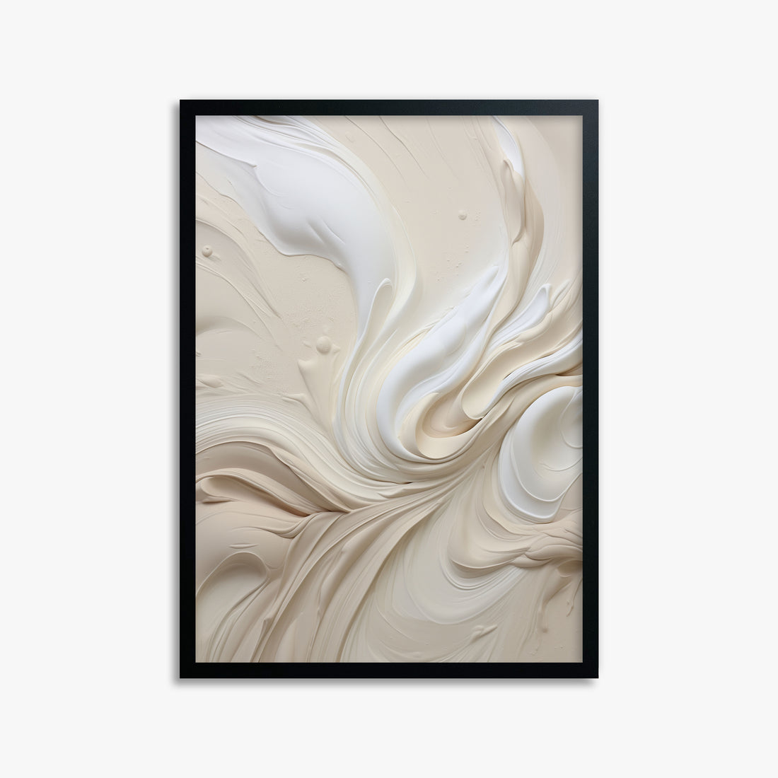 Ivory Swirl Symphony, 50x70cm Framed Poster With Black Frame