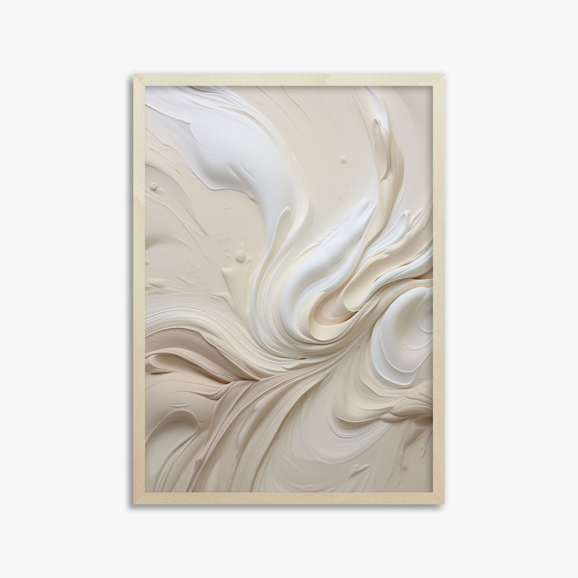 Ivory Swirl Symphony, 50x70cm Framed Poster With Lime Wood Frame