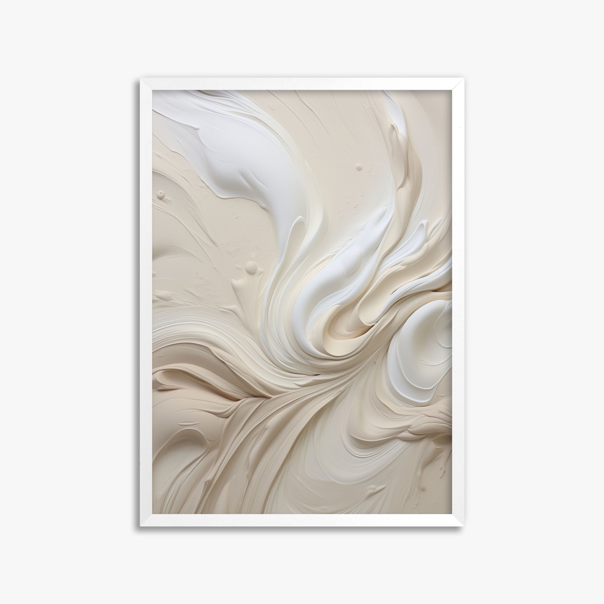 Ivory Swirl Symphony, 50x70cm Framed Poster With White Frame