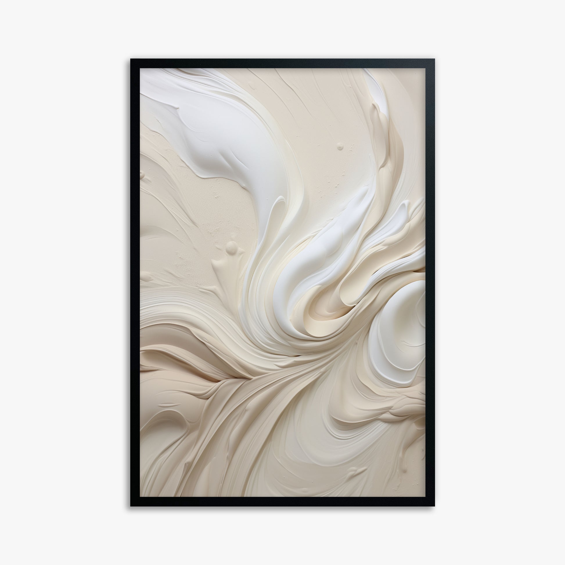 Ivory Swirl Symphony, 61x91cm Framed Poster With Black Frame