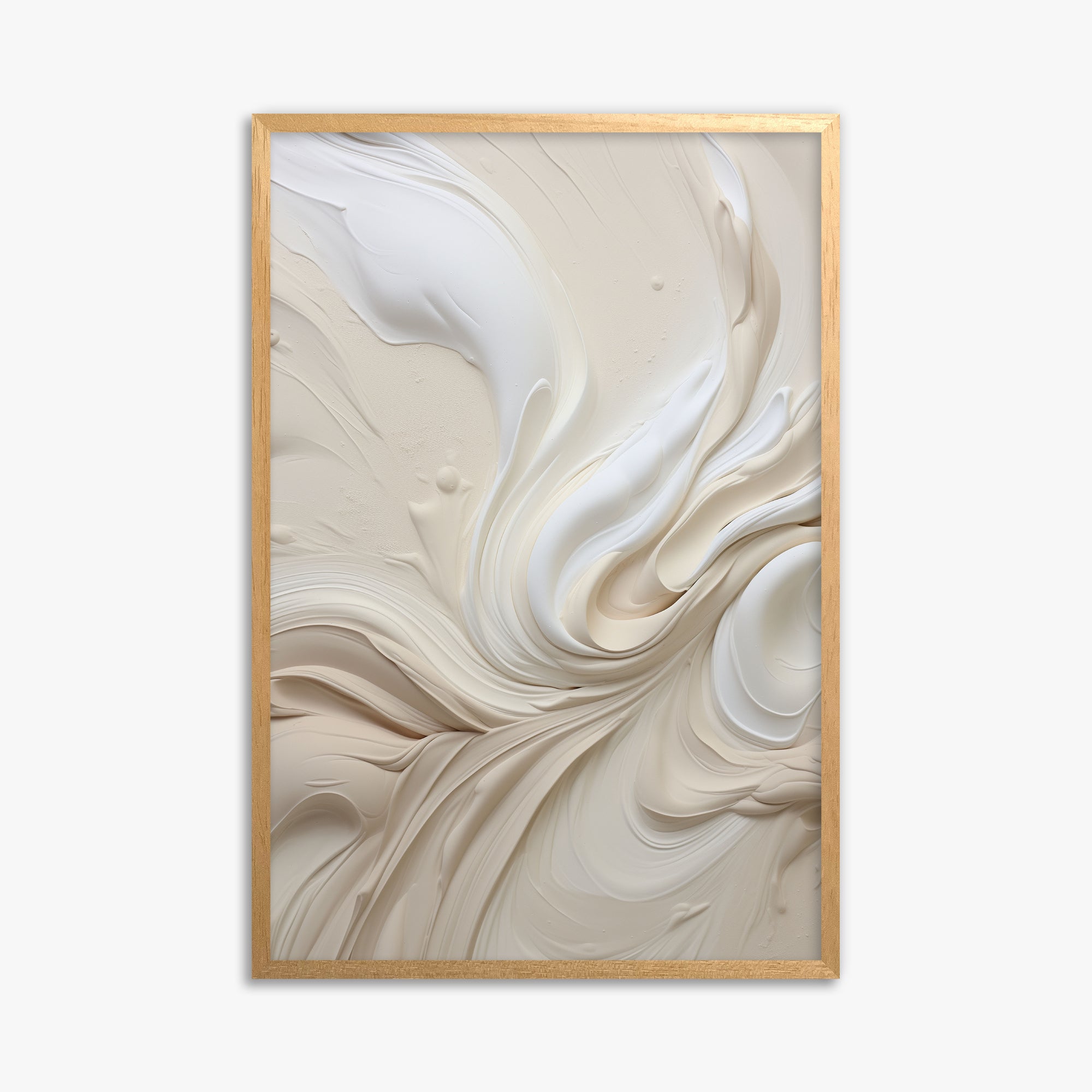 Ivory Swirl Symphony, 61x91cm Framed Poster With Oak Frame